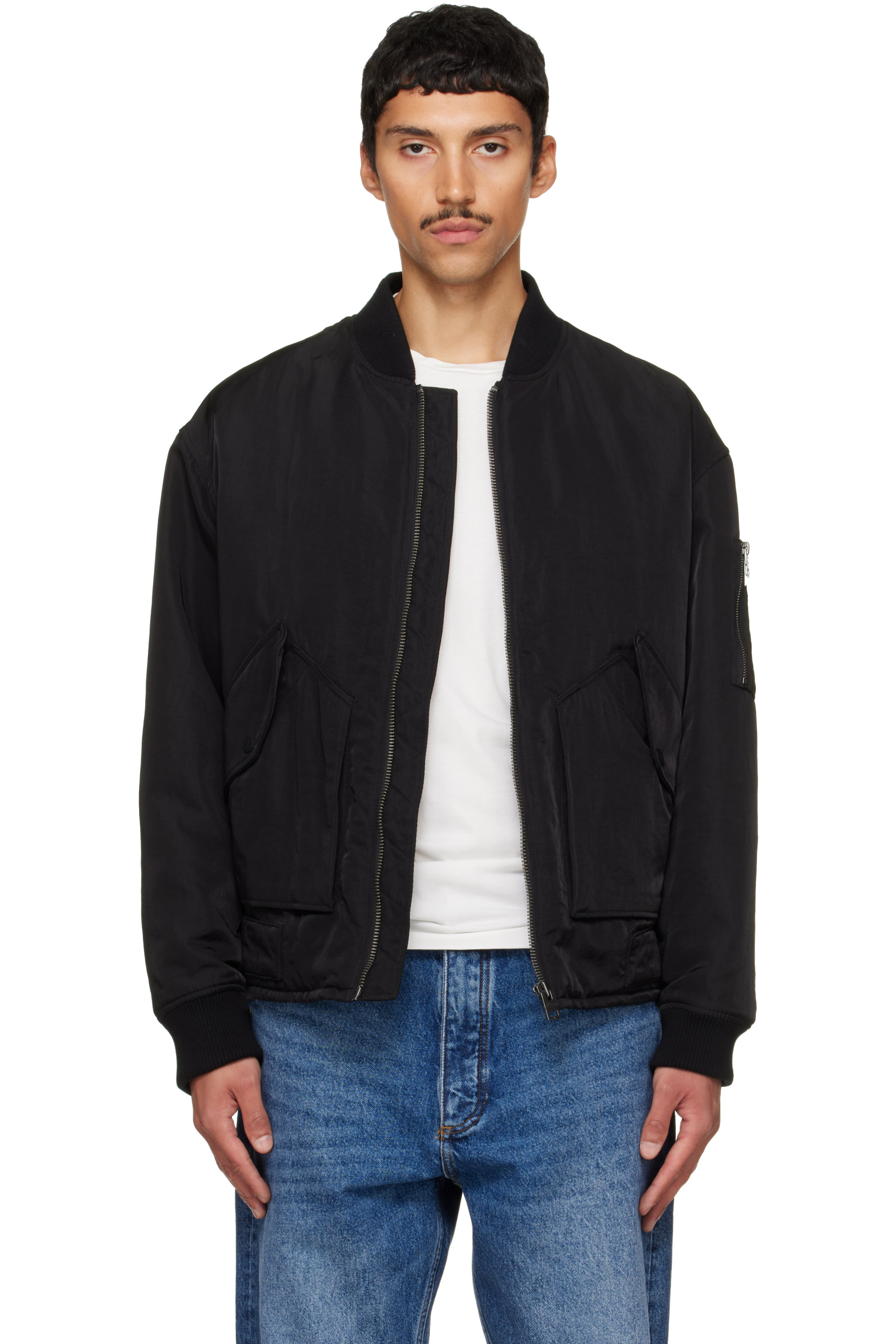 Hugo - Blouson aviateur noir en sergé technique