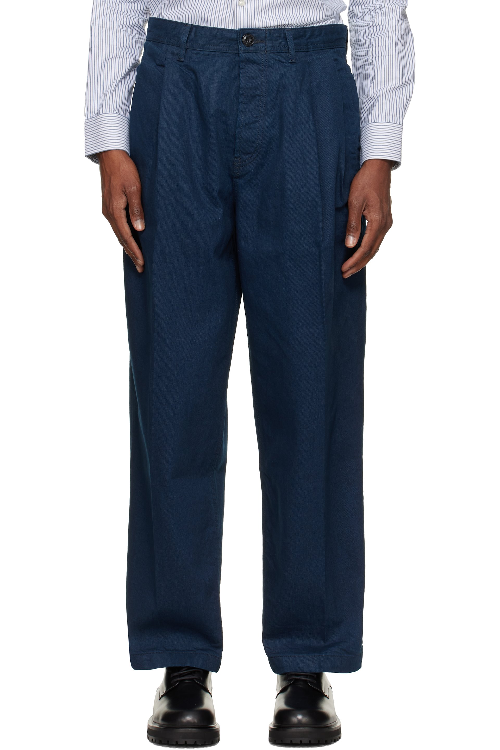 Hugo - Navy Relaxed-Fit Soft Cotton Jeans