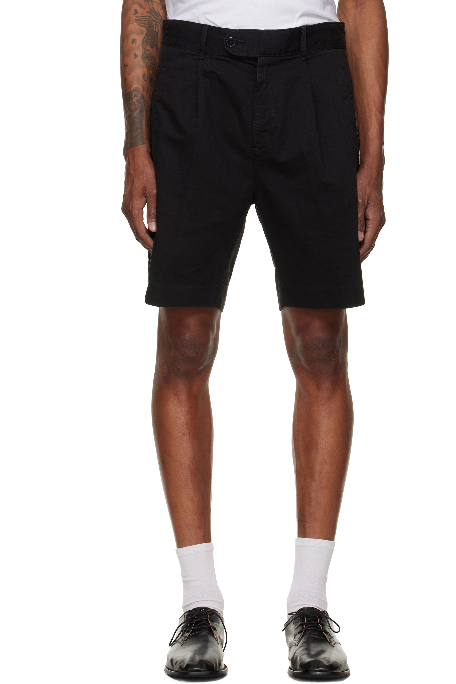 Hugo - Black Straight-Fit Mercerised Cotton Chino Shorts