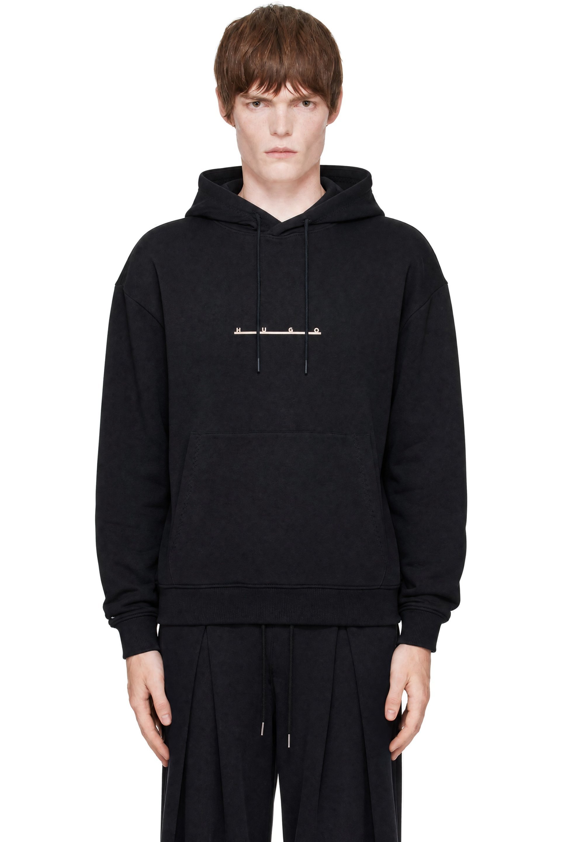Hugo - Black Logo-Print Hoodie
