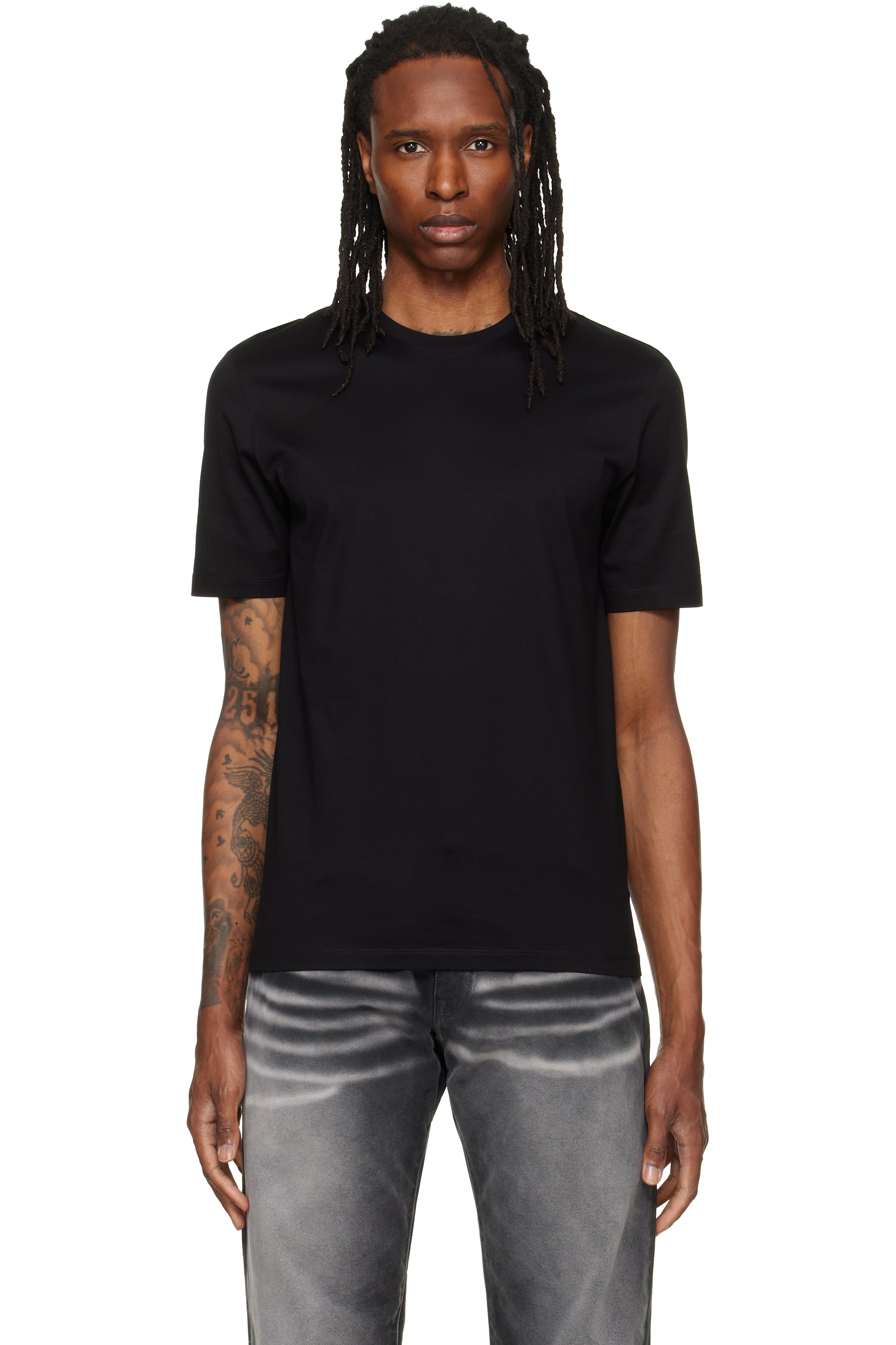 Hugo - Black Slim-Fit Mercerized Cotton T-shirt