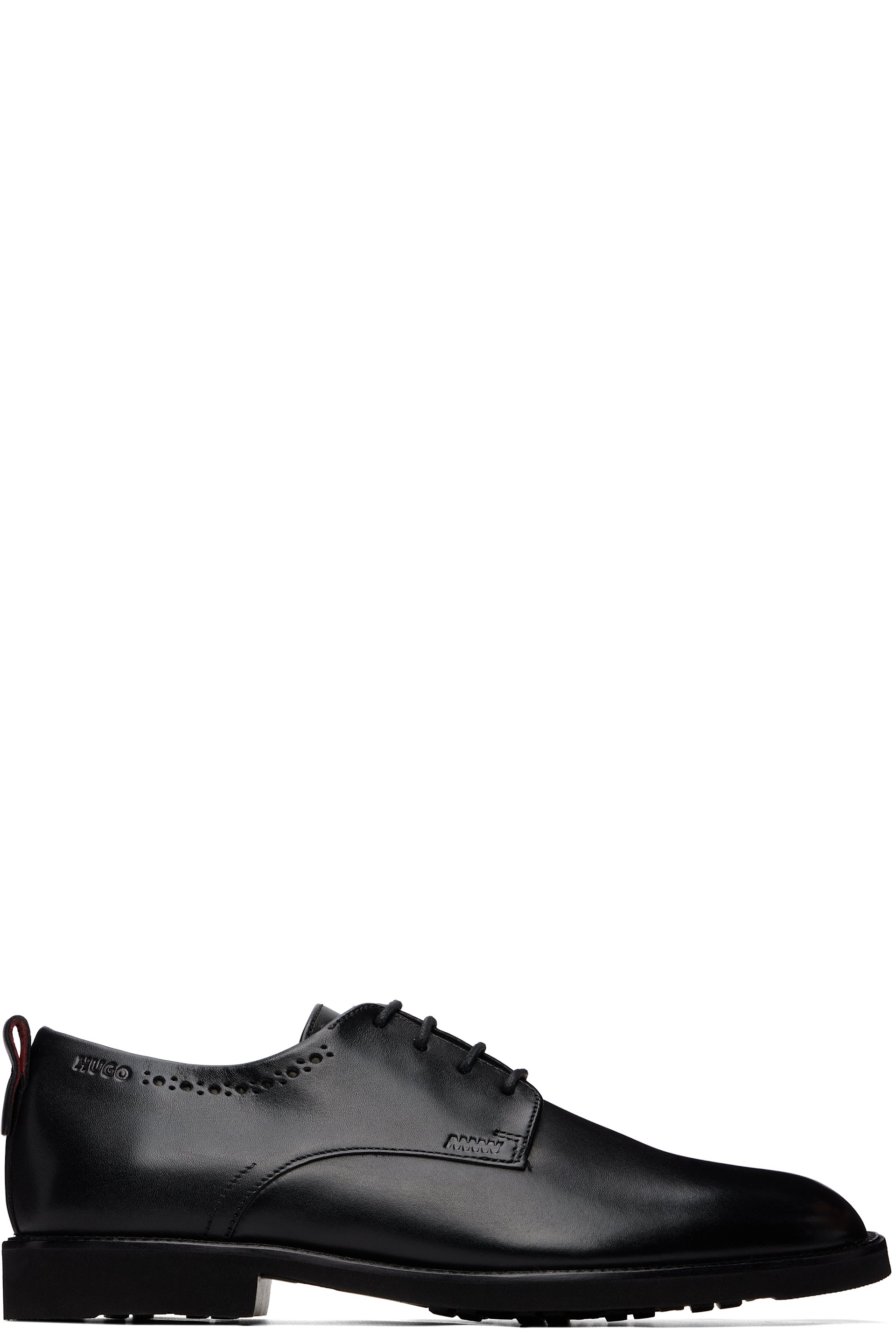 Hugo - Black Leather Brogue Details Derbys