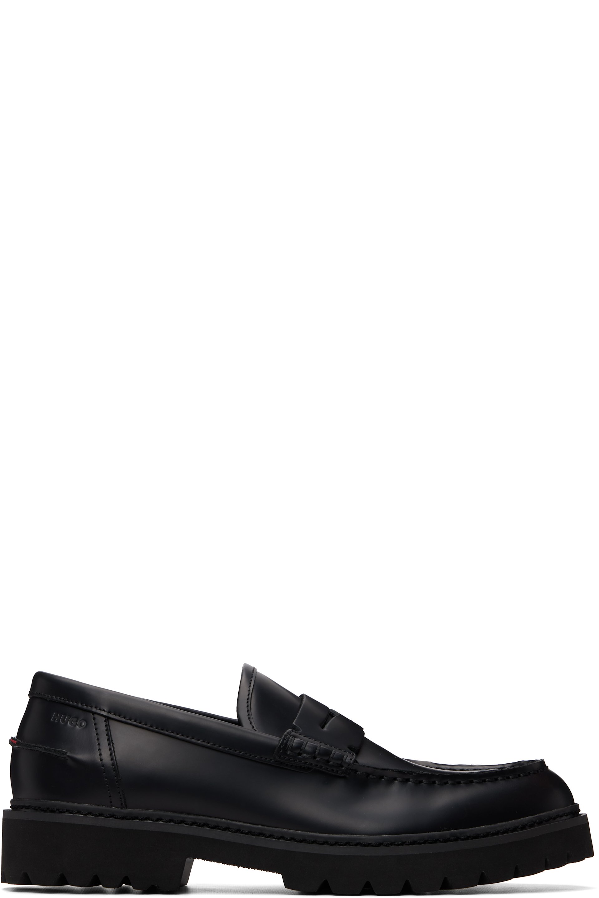 Hugo - Black Embossed-Logo Loafers