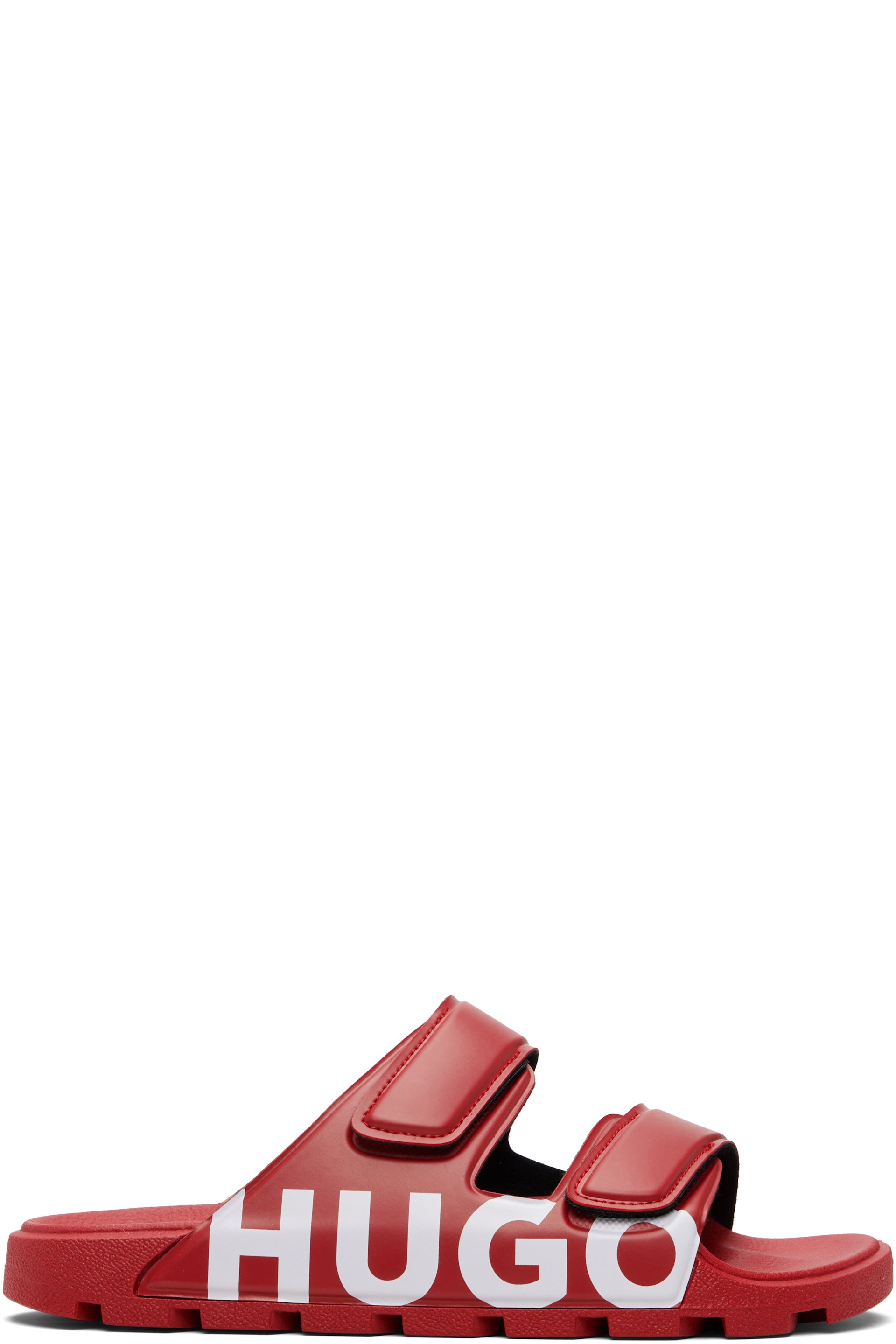 Hugo - Red Double-Touch Closure Straps Logo Sandals