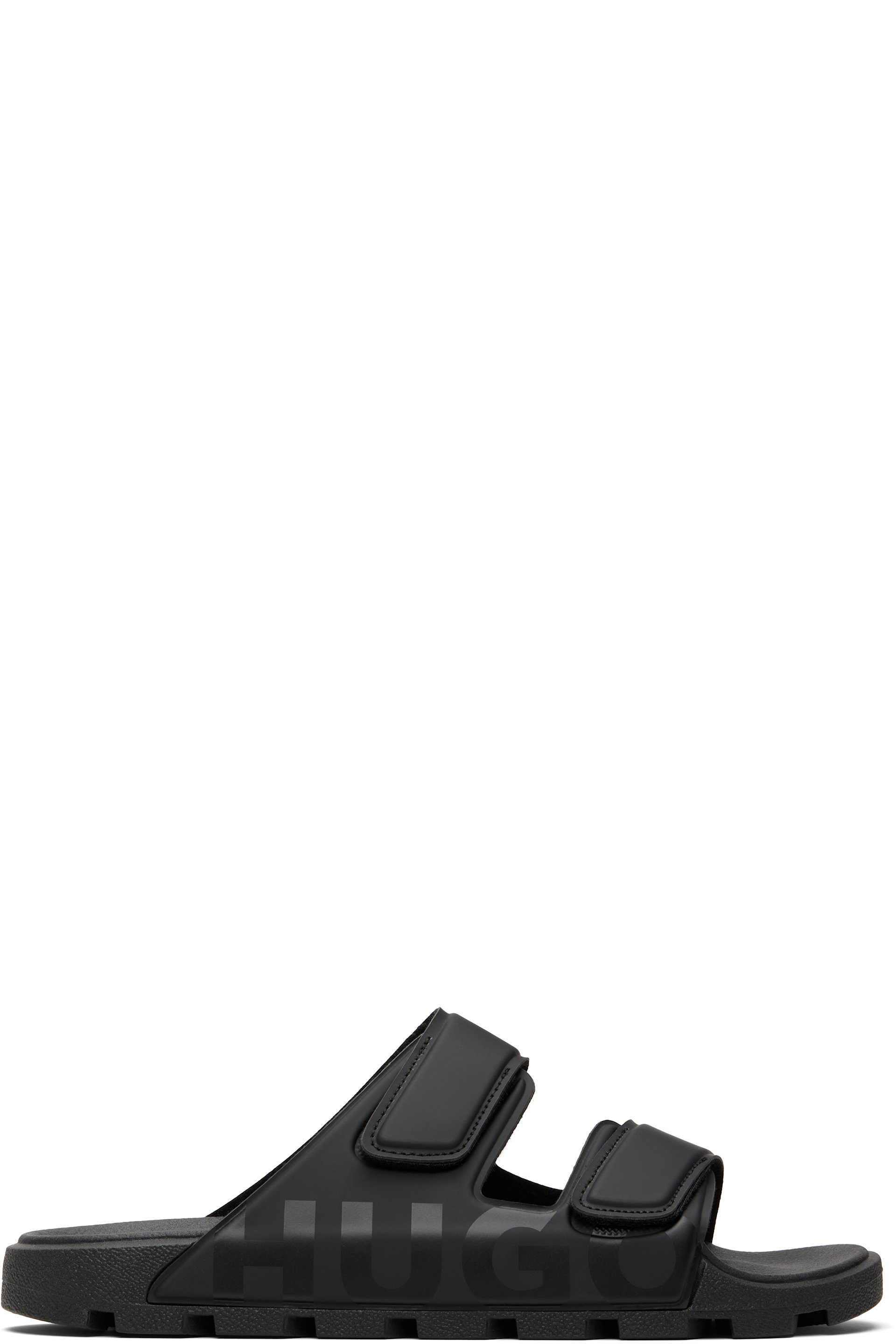 Hugo - Black Logo Double Touch-Closure Straps Sandals