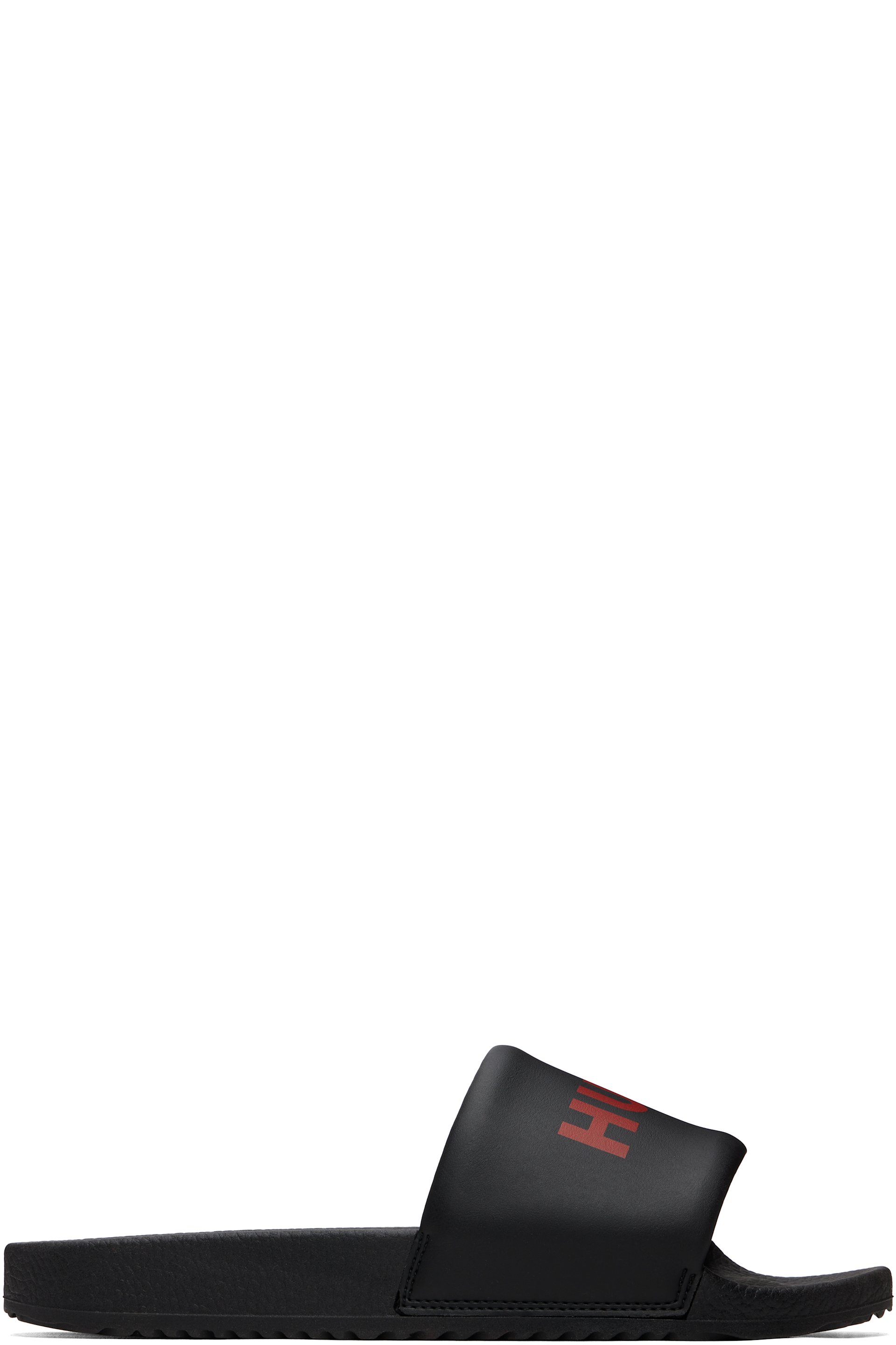 Hugo - Black Padded Strap & Contrast Logo Slide Sandals