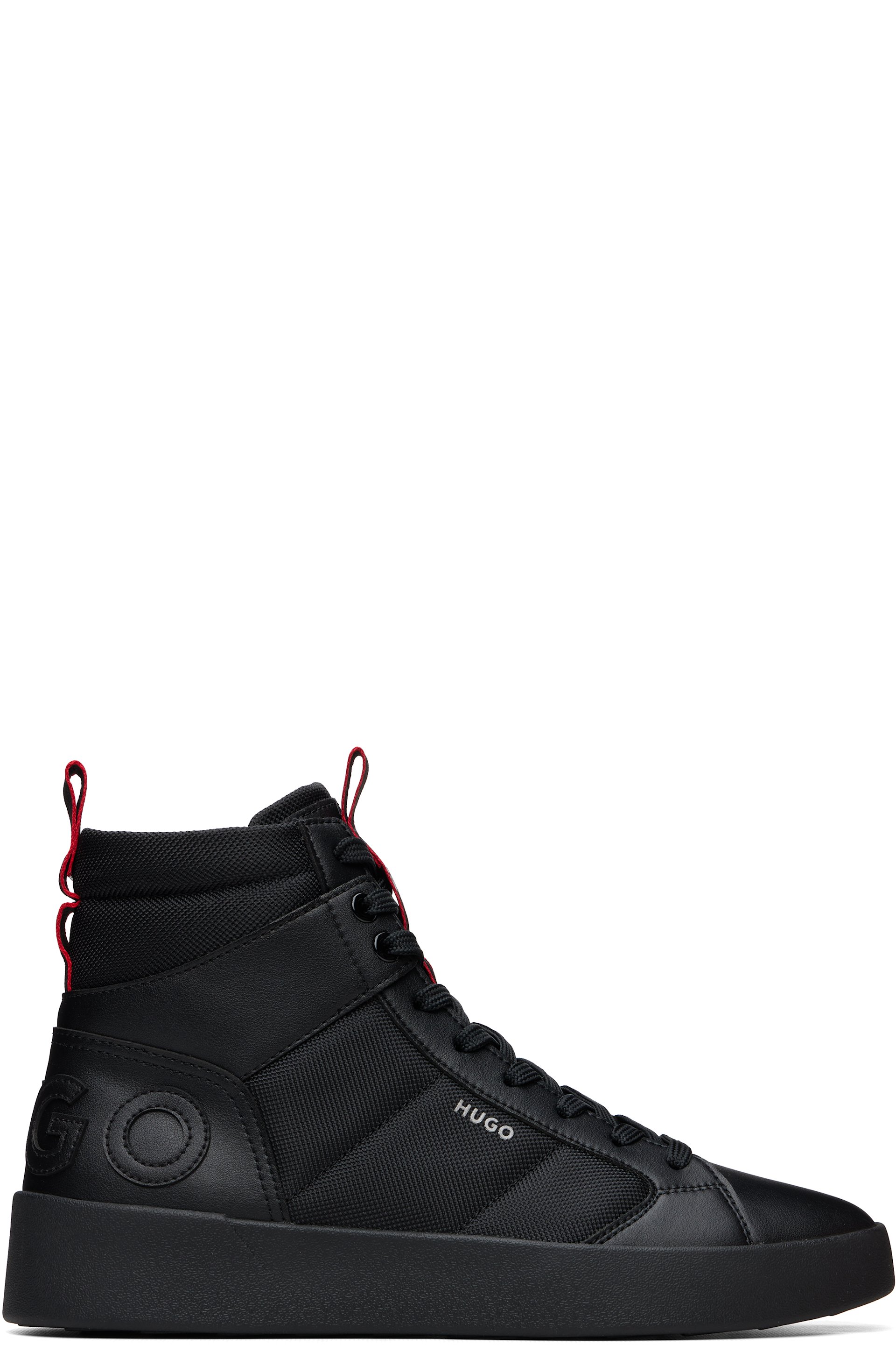 Hugo - Black Canvas & Faux-Leather Sneakers