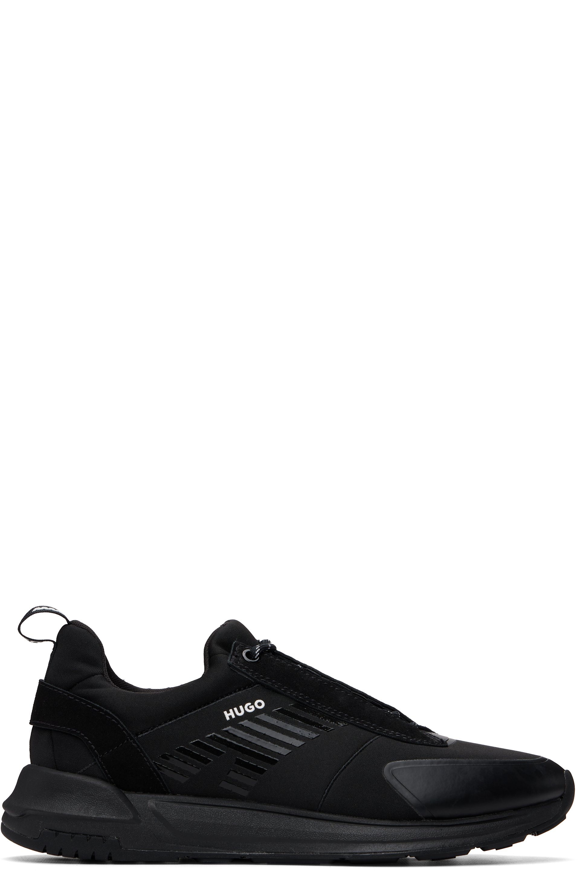 Hugo - Black Printed-Logo Sneakers