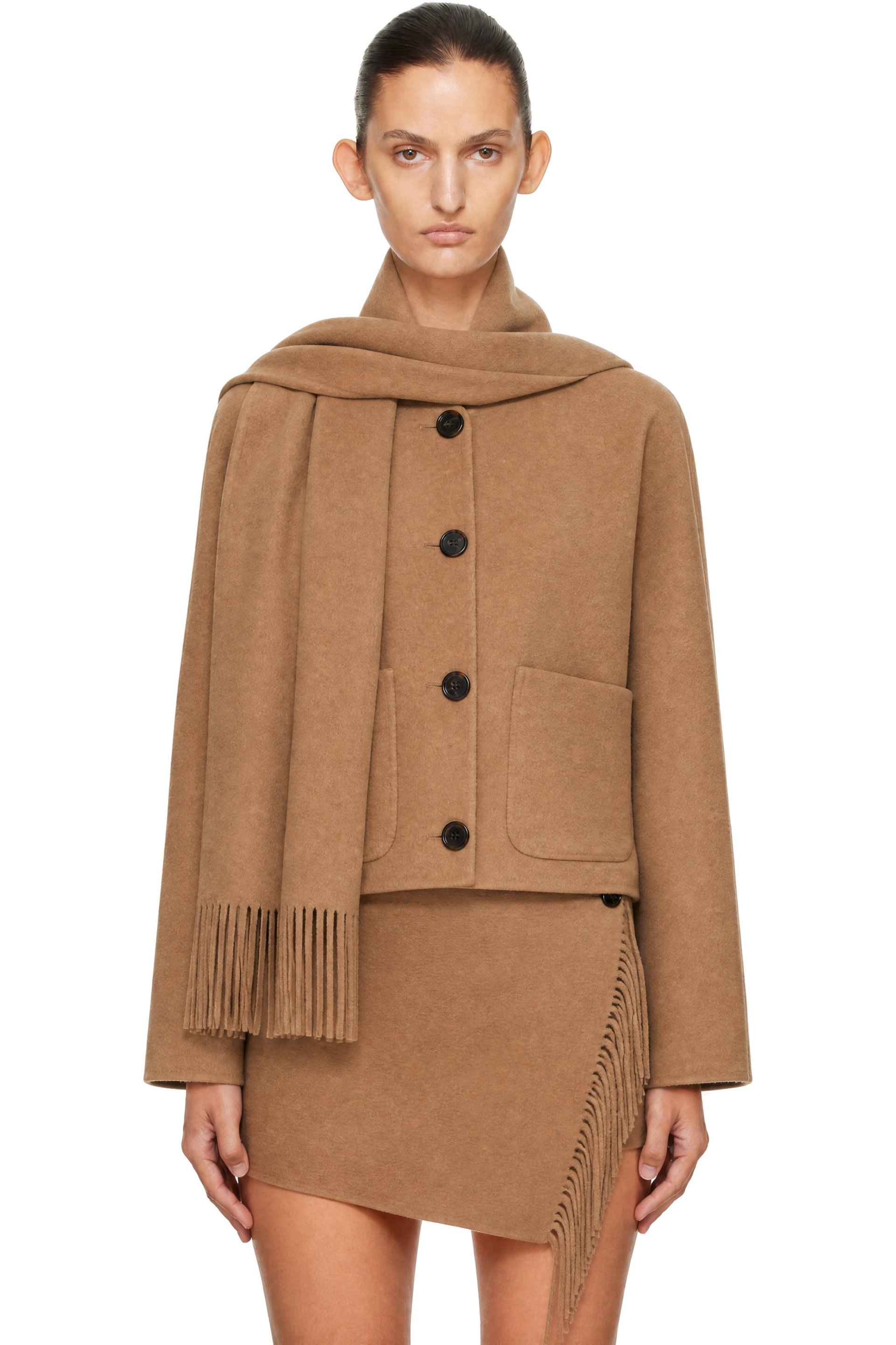 BOSS - Tan Scarf Wool Jacket