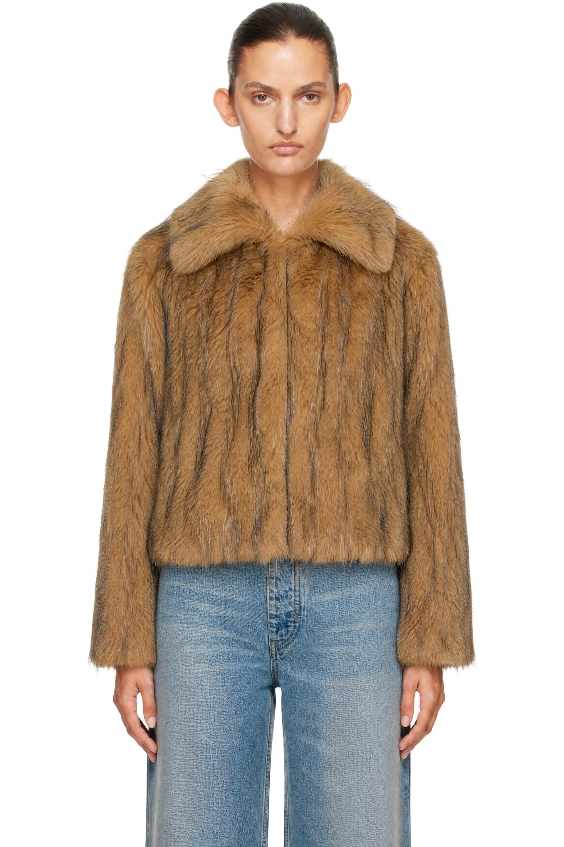 BOSS - Brown Short Faux-Fur Jacket