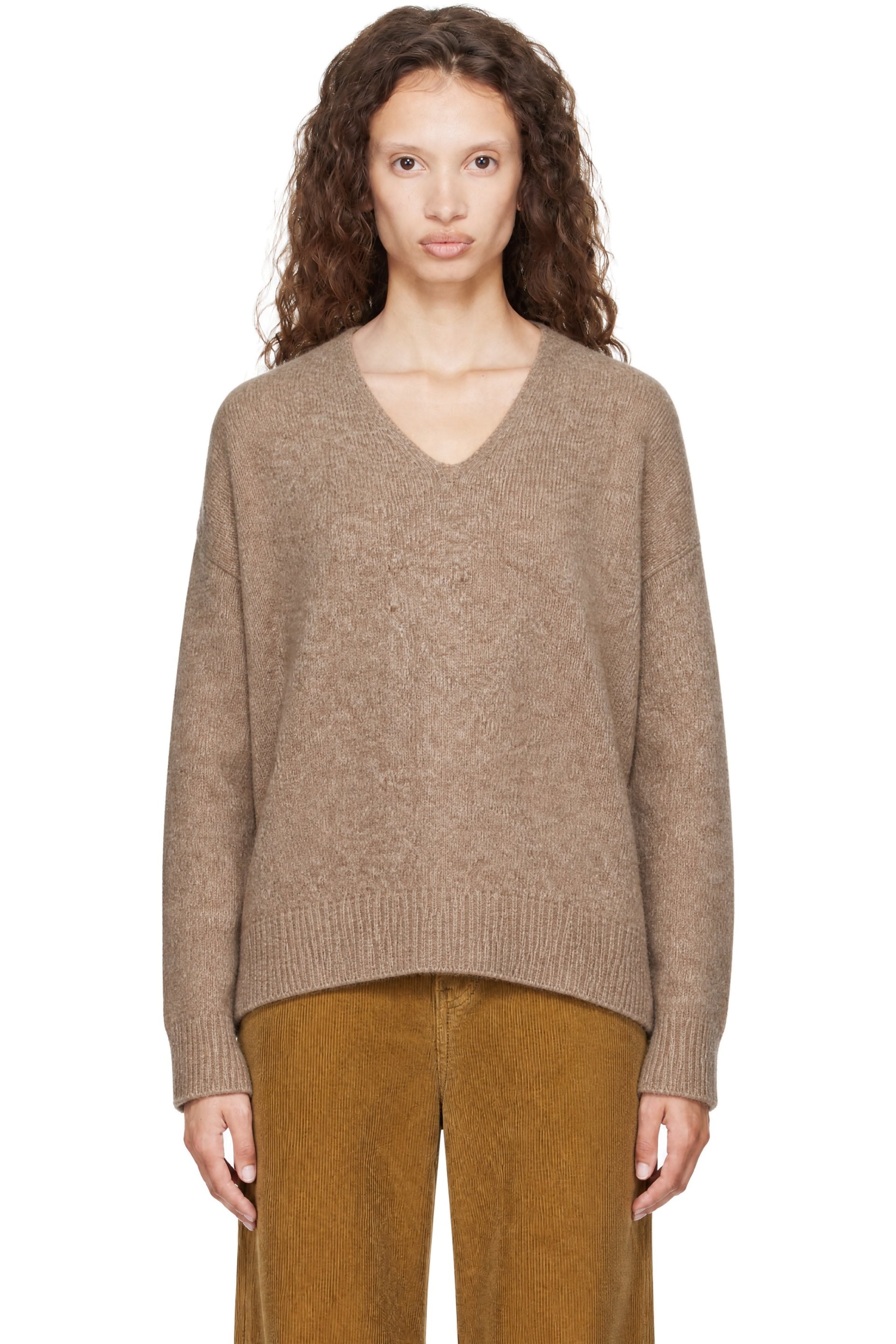 BOSS - Beige Wool V-Neck Sweater