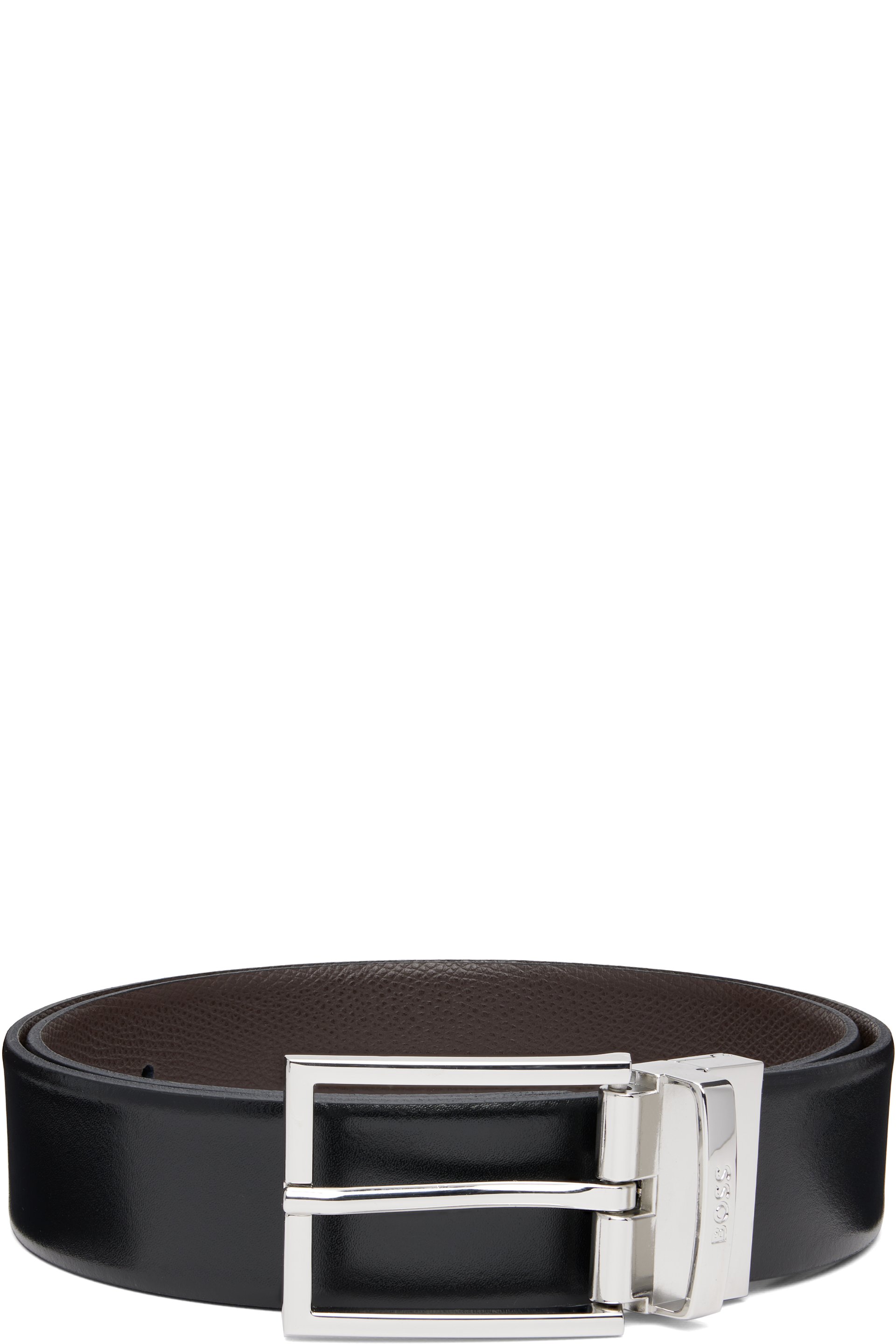 BOSS - Black & Brown Two-Texture Leather Reversible Belt