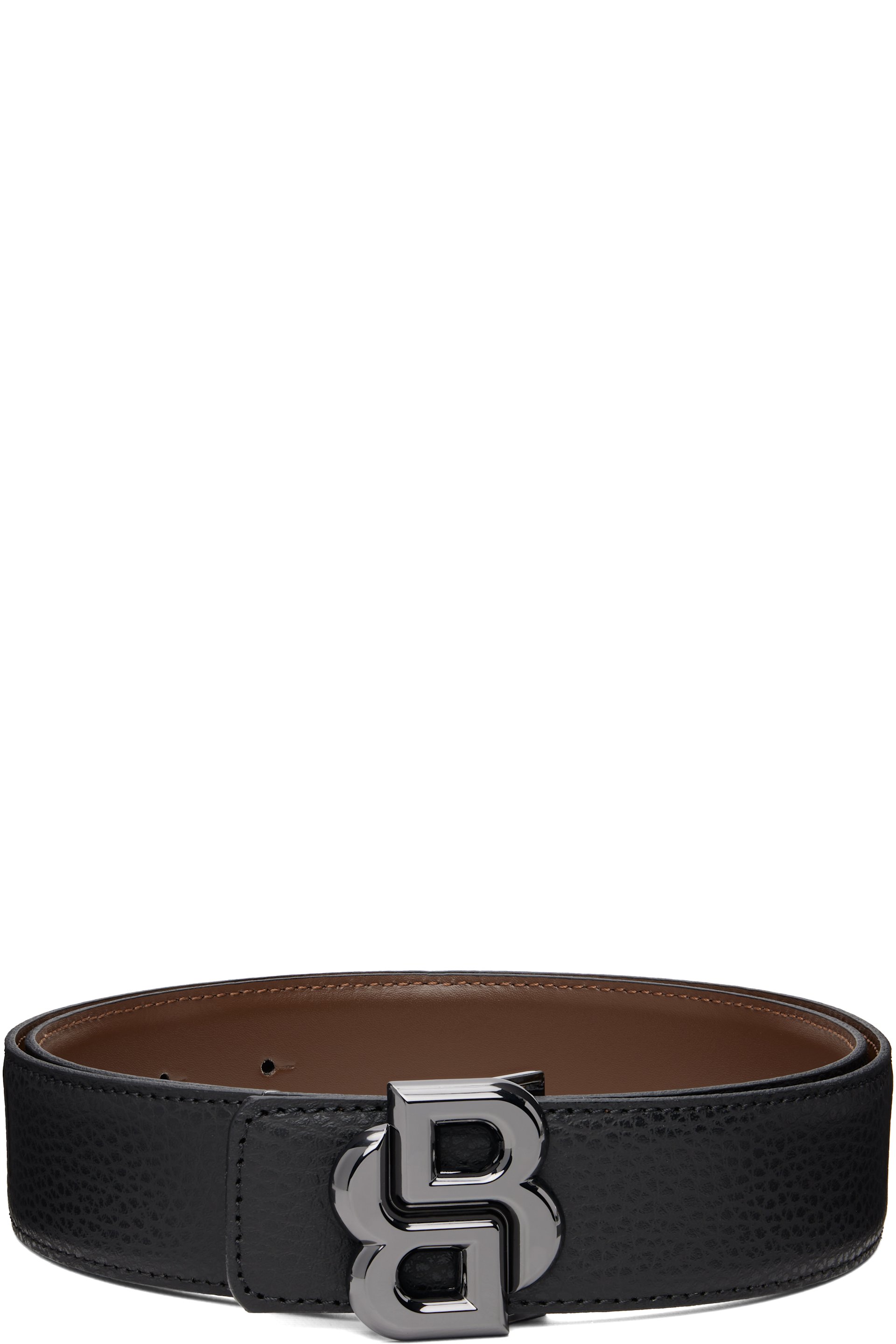 Boss - Ceinture réversible noir et brun à monogramme double B