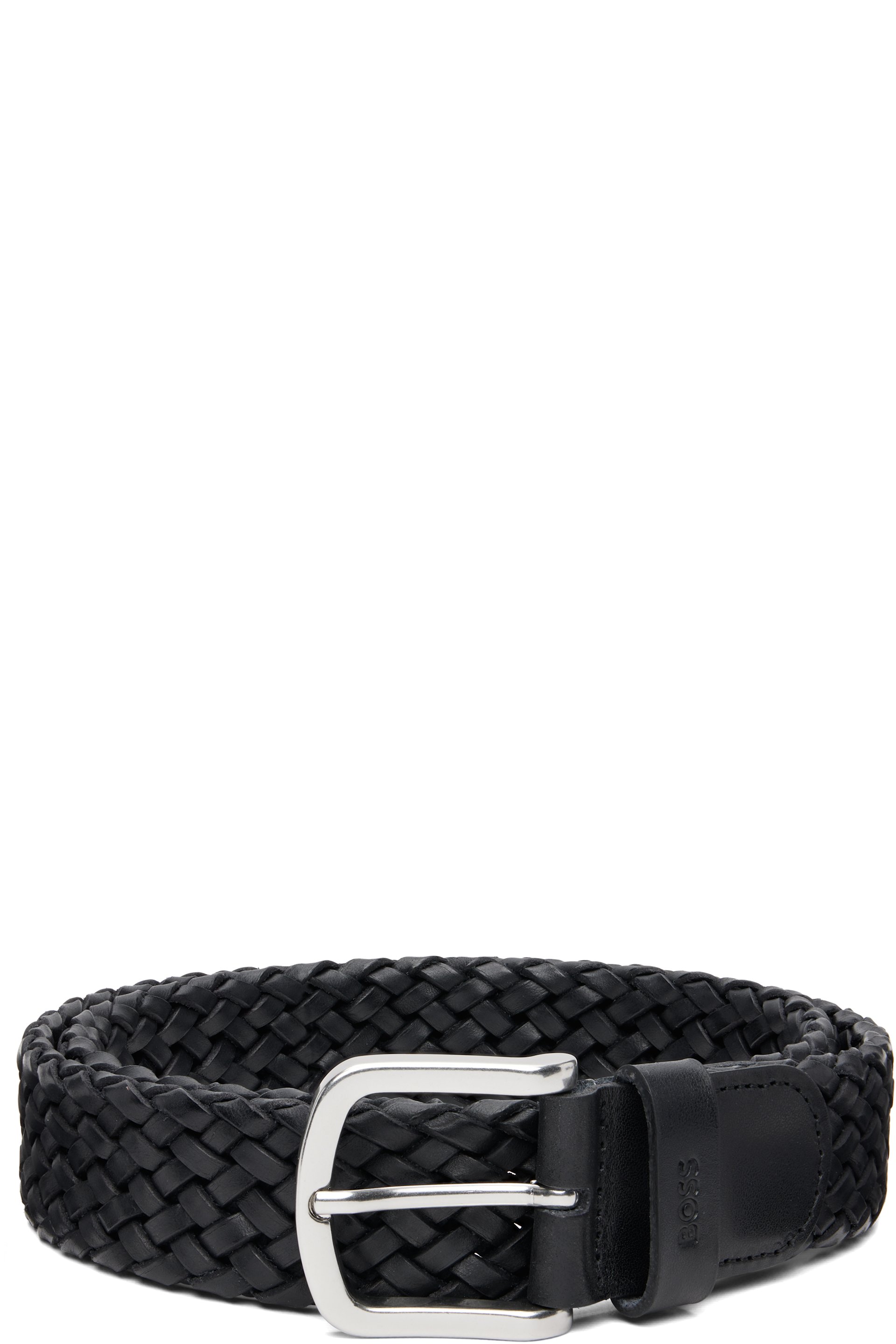 Boss - Ceinture noire en cuir tissé