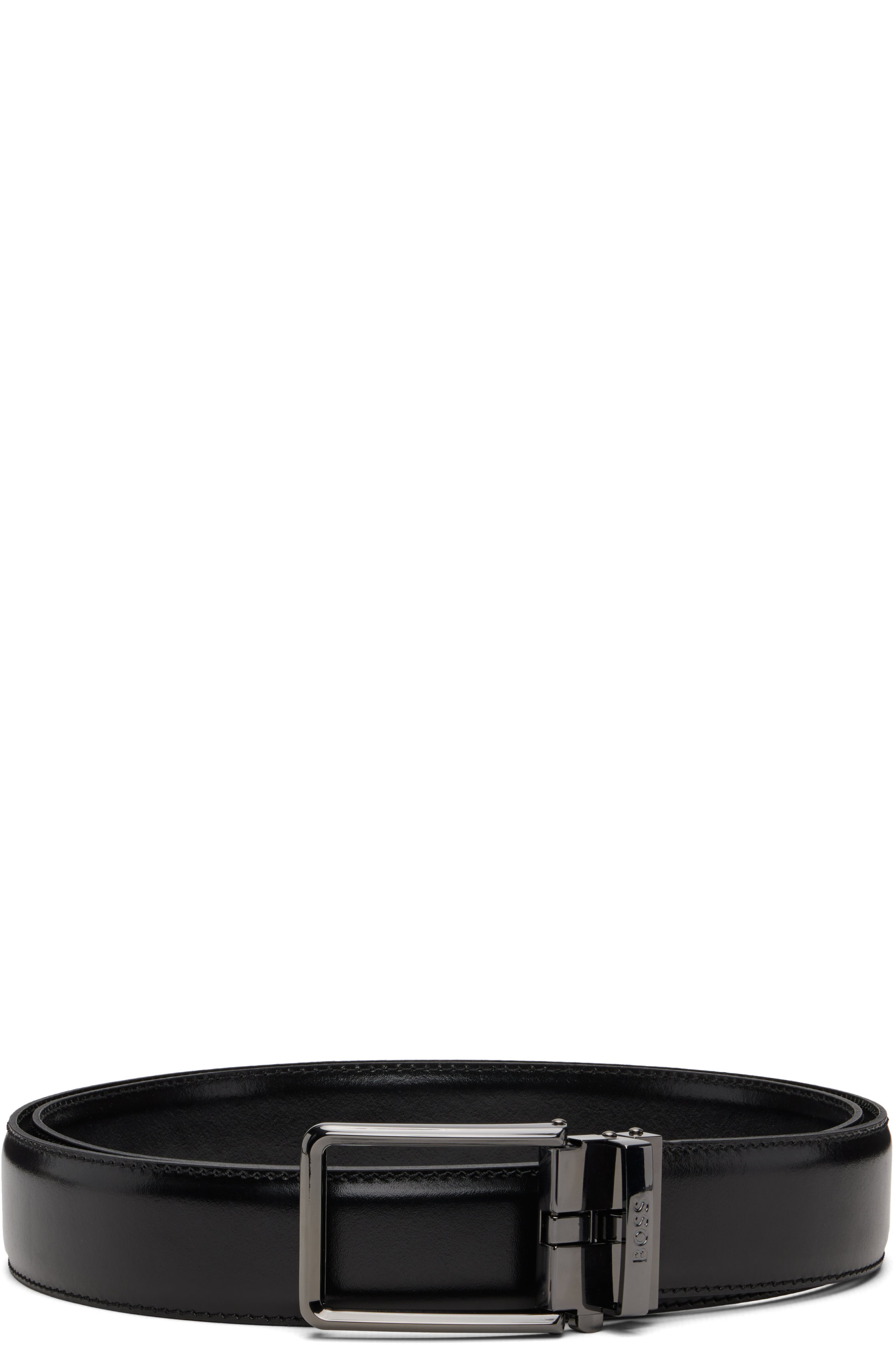 Boss - Ceinture noire à boucle à logo gravé