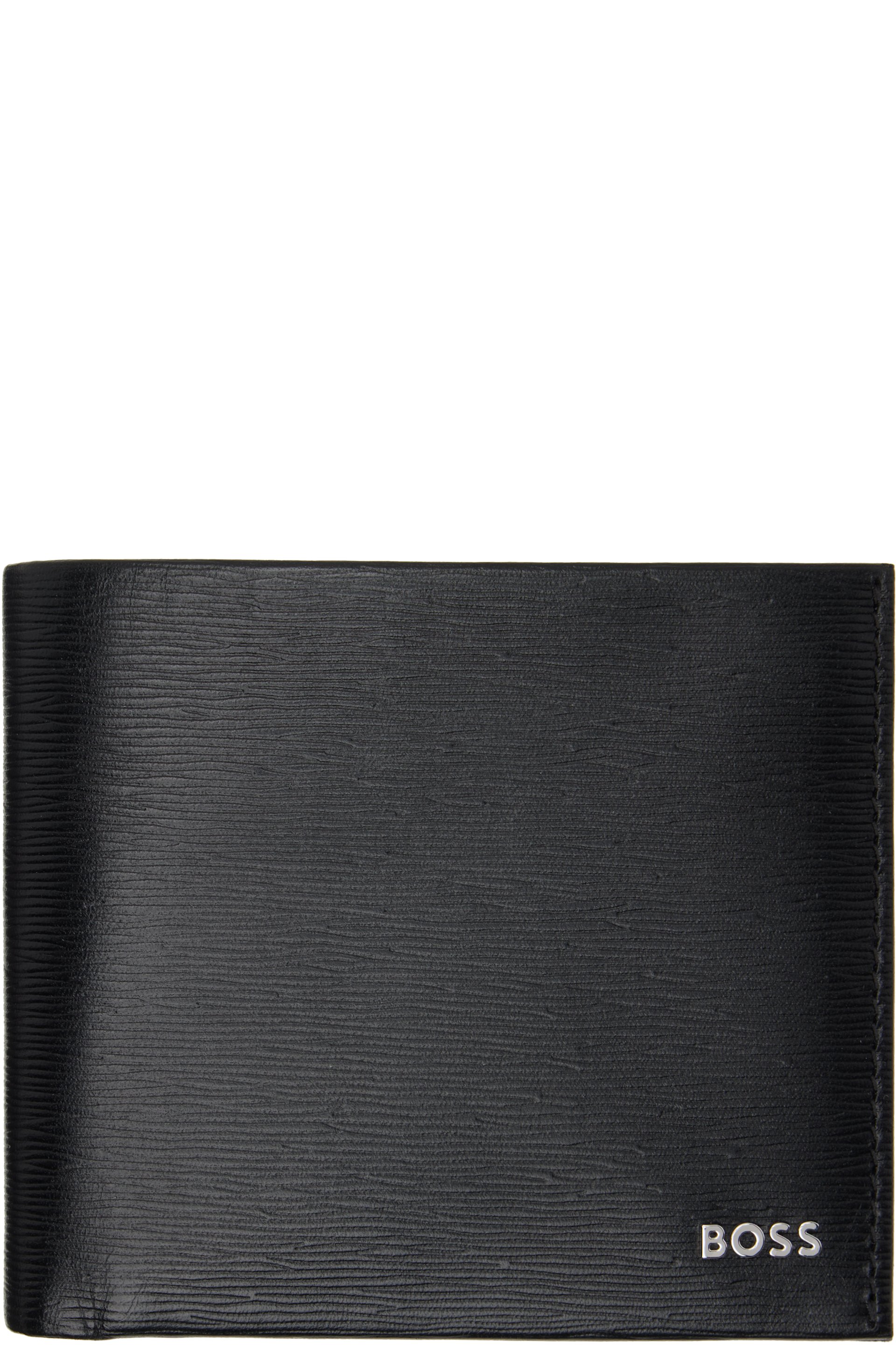 Boss - Portefeuille noir en cuir