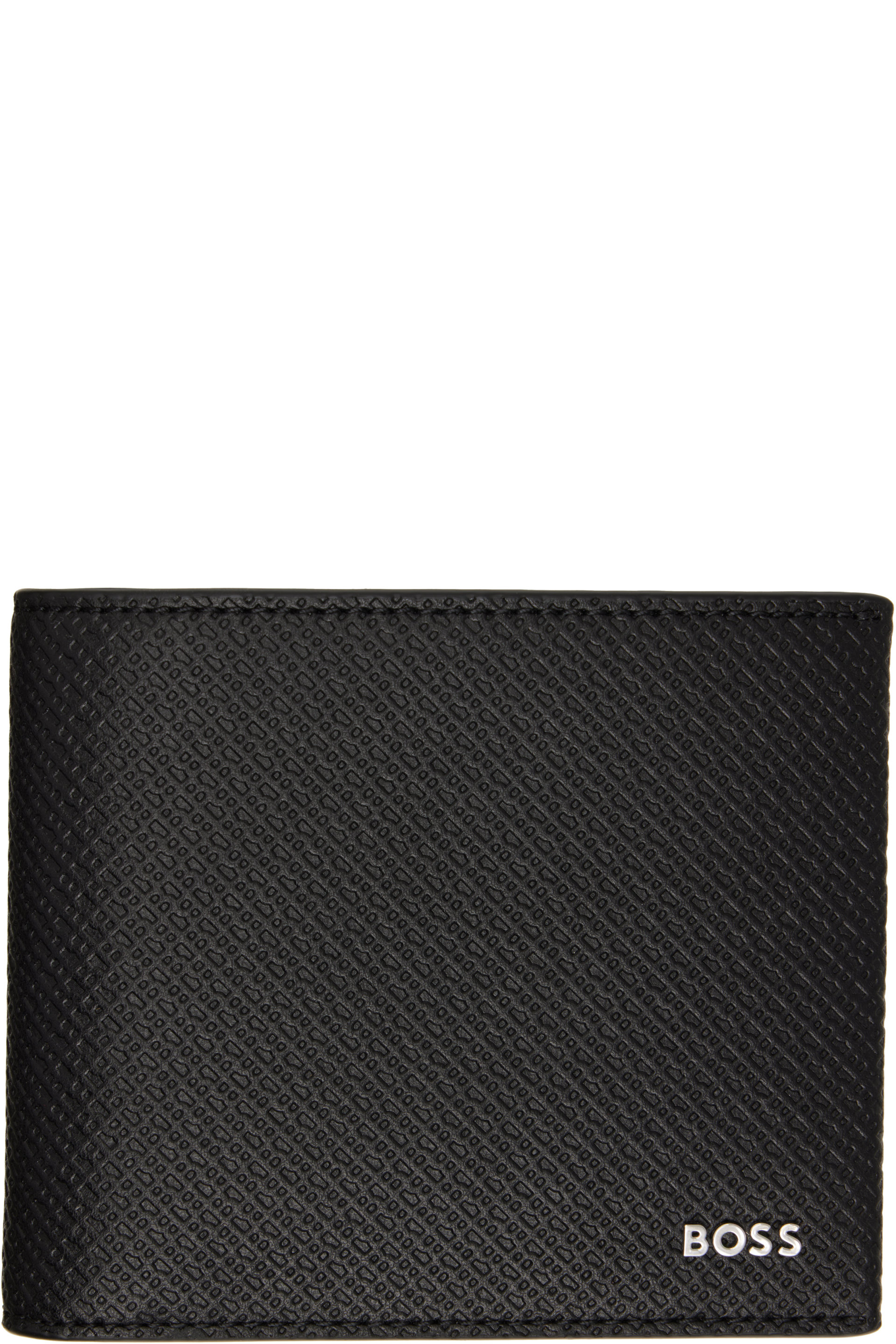 BOSS - Black Mongoram-Textured Leather Wallet
