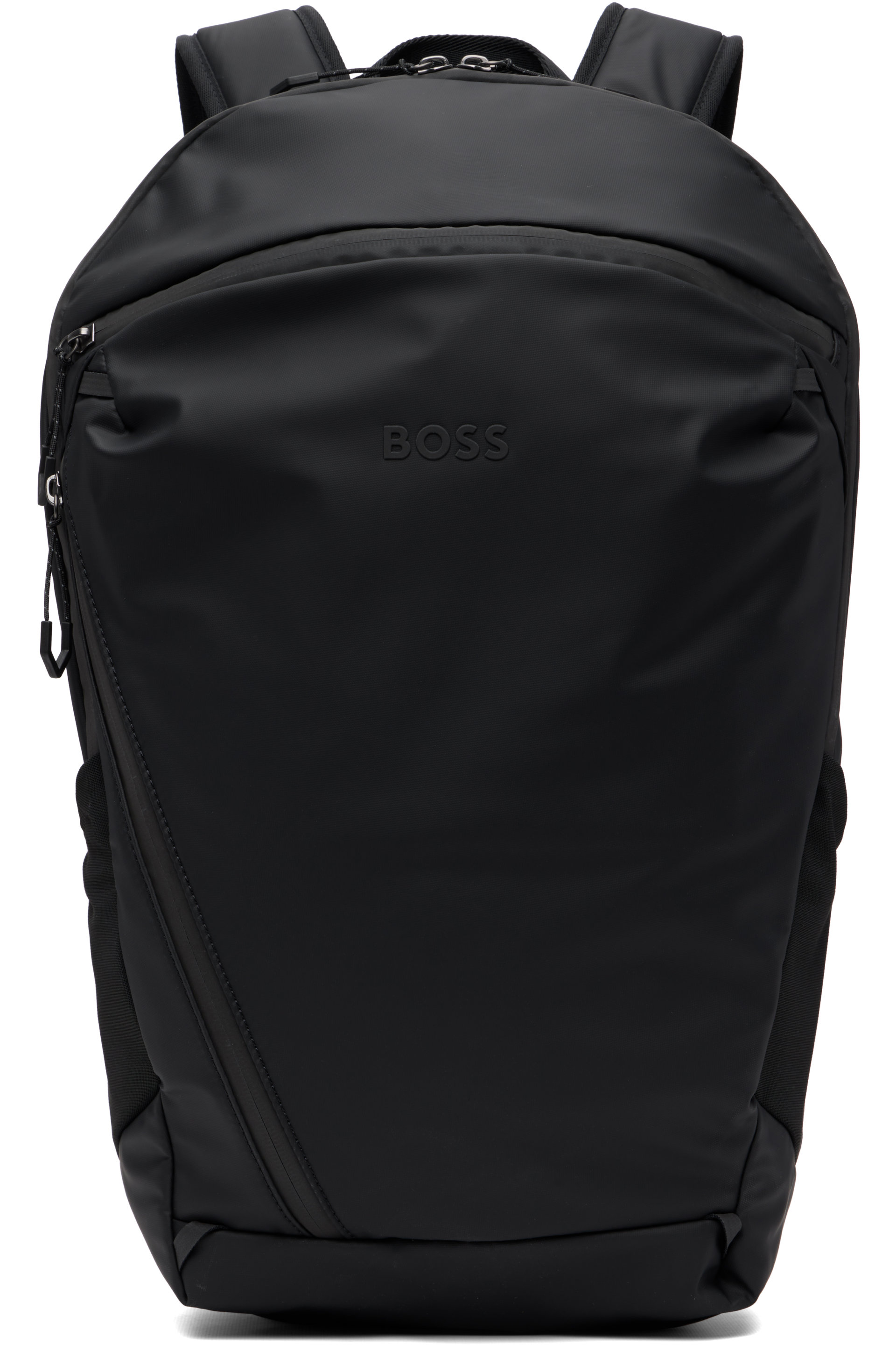 BOSS - Black Reflective Detail Faux-Leather Backpack