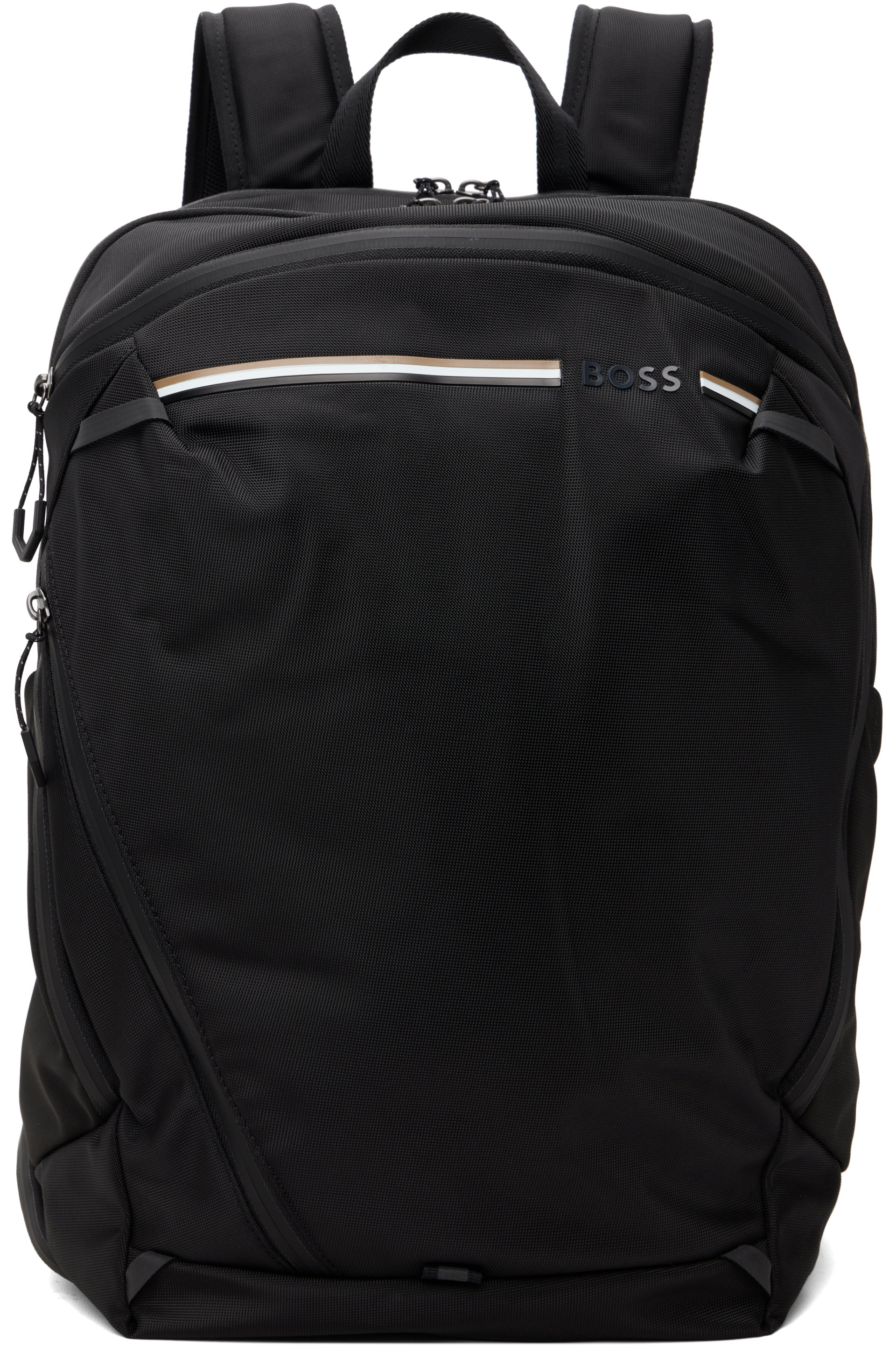 Boss - Sac à dos structuré noir en canevas à logo et à rayures emblématiques