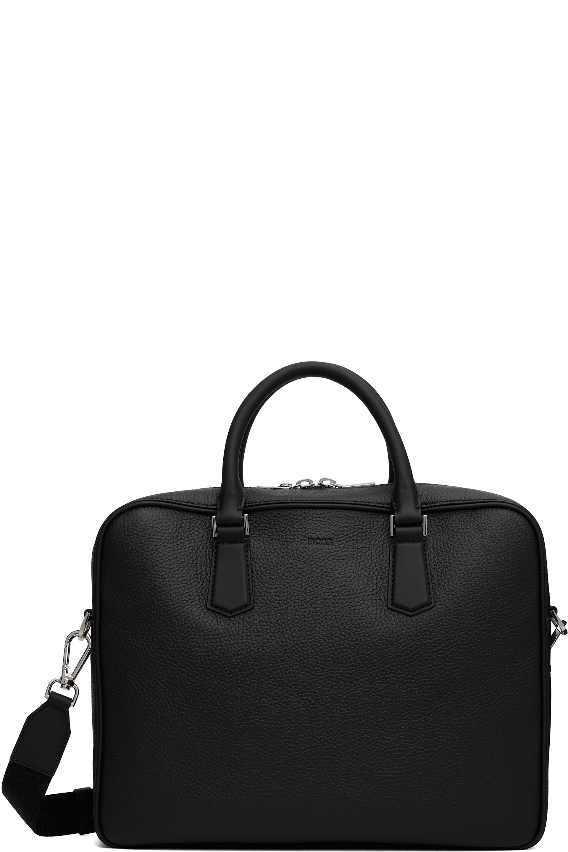 BOSS - Black Grained Leather Briefcase
