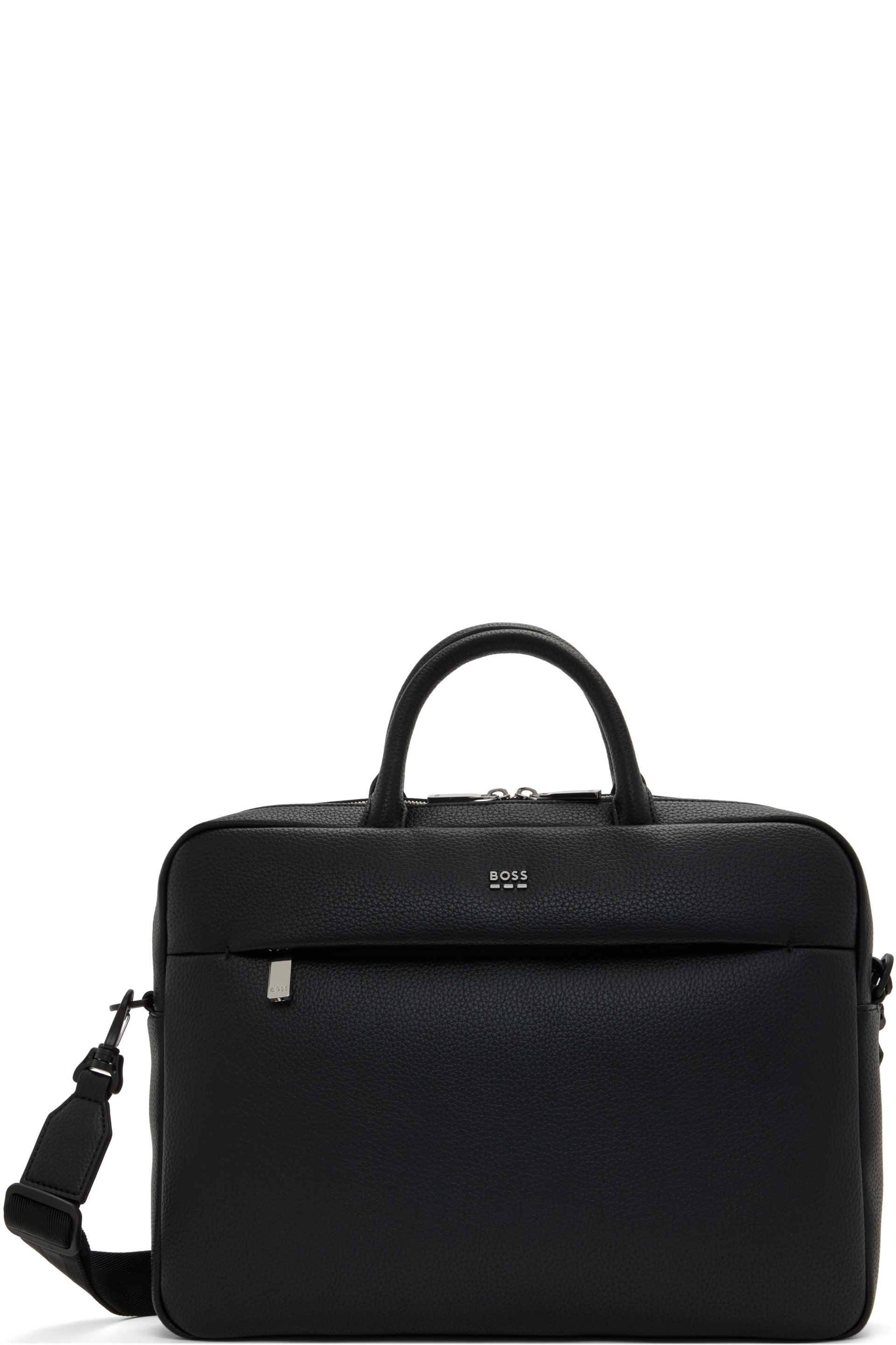 Boss - Porte-document noir en cuir synthétique grainé