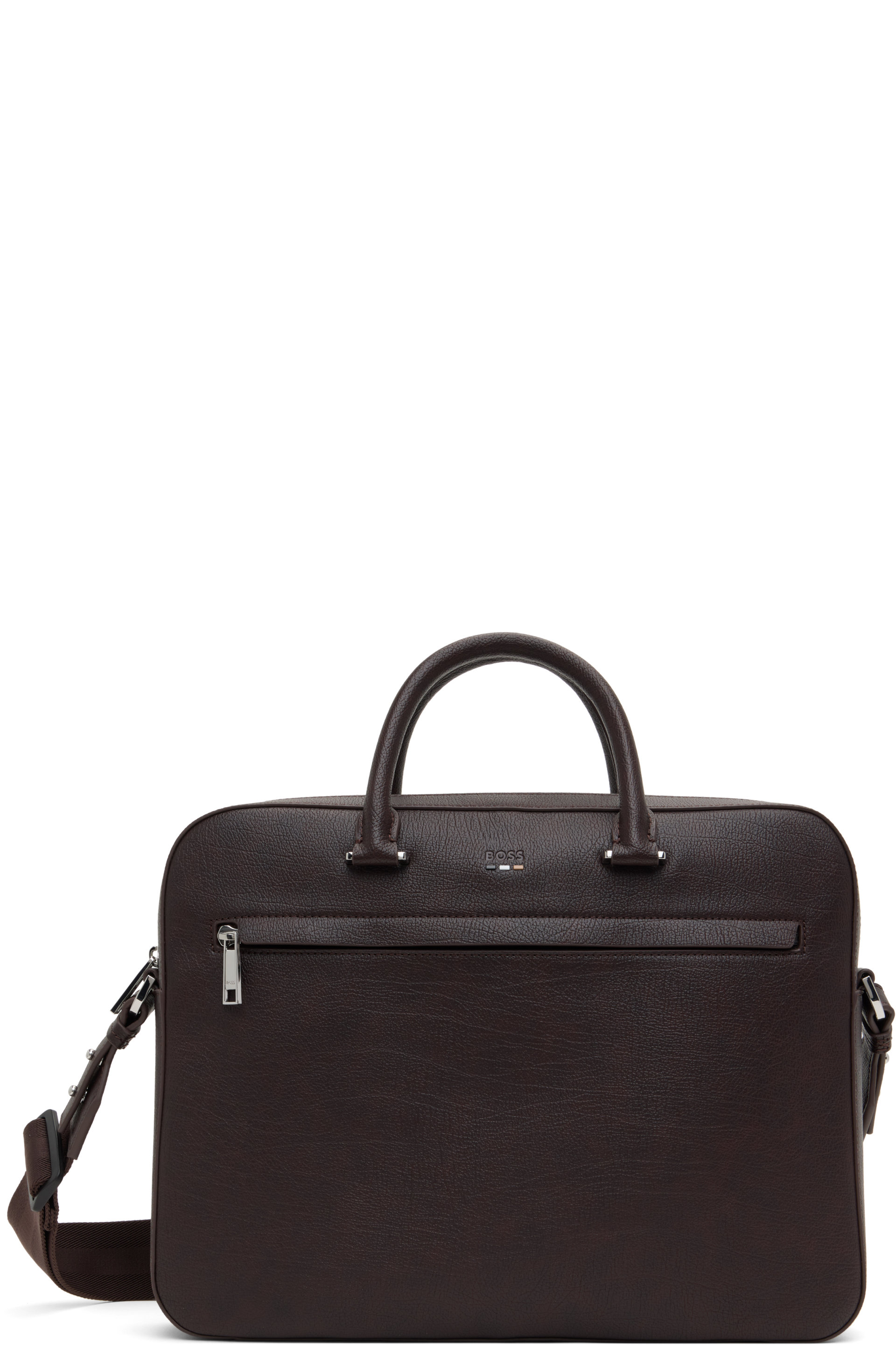 Boss - Porte-document brun en cuir synthétique