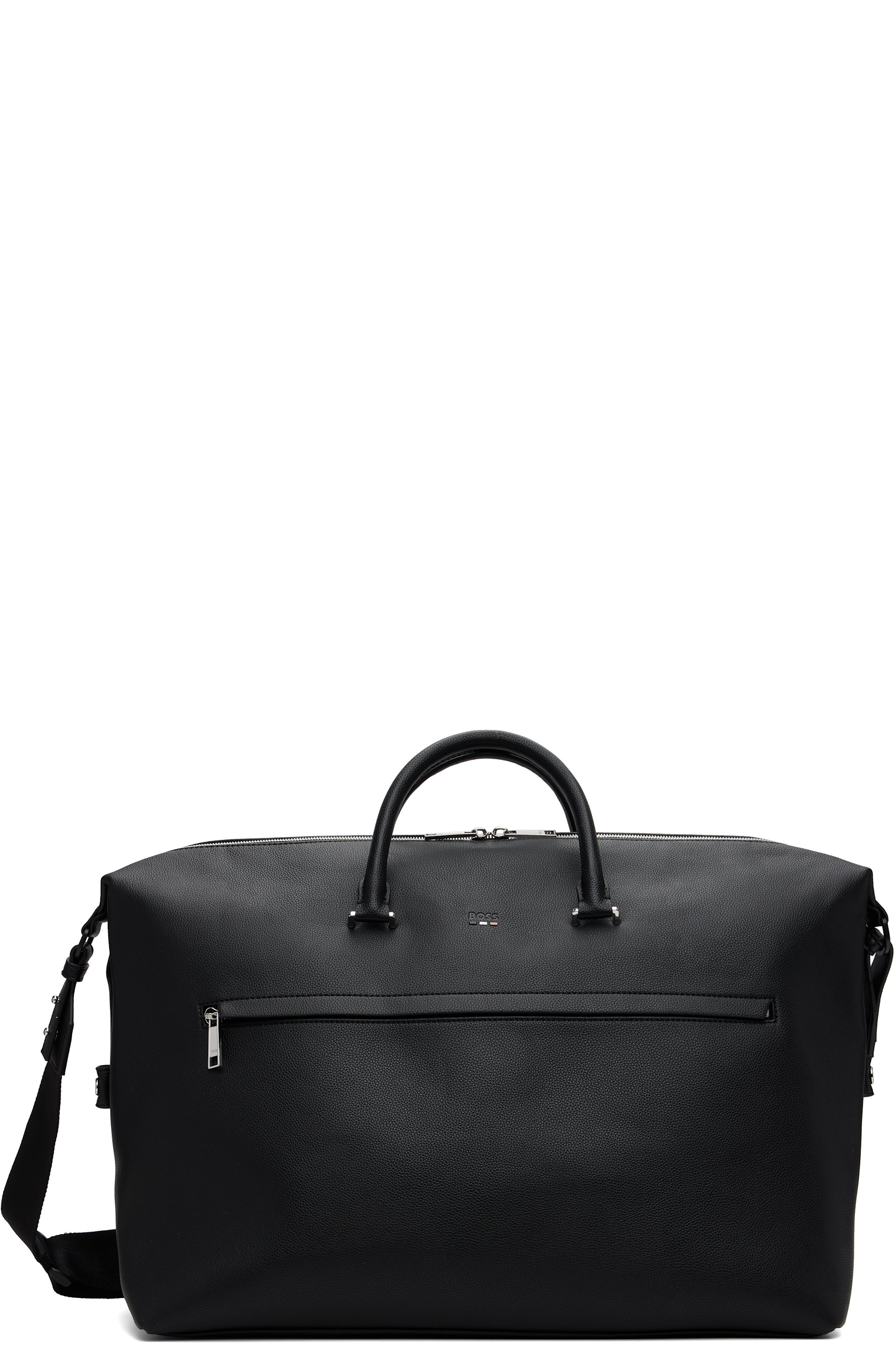 BOSS - Black Grained Faux-Leather Duffle Bag