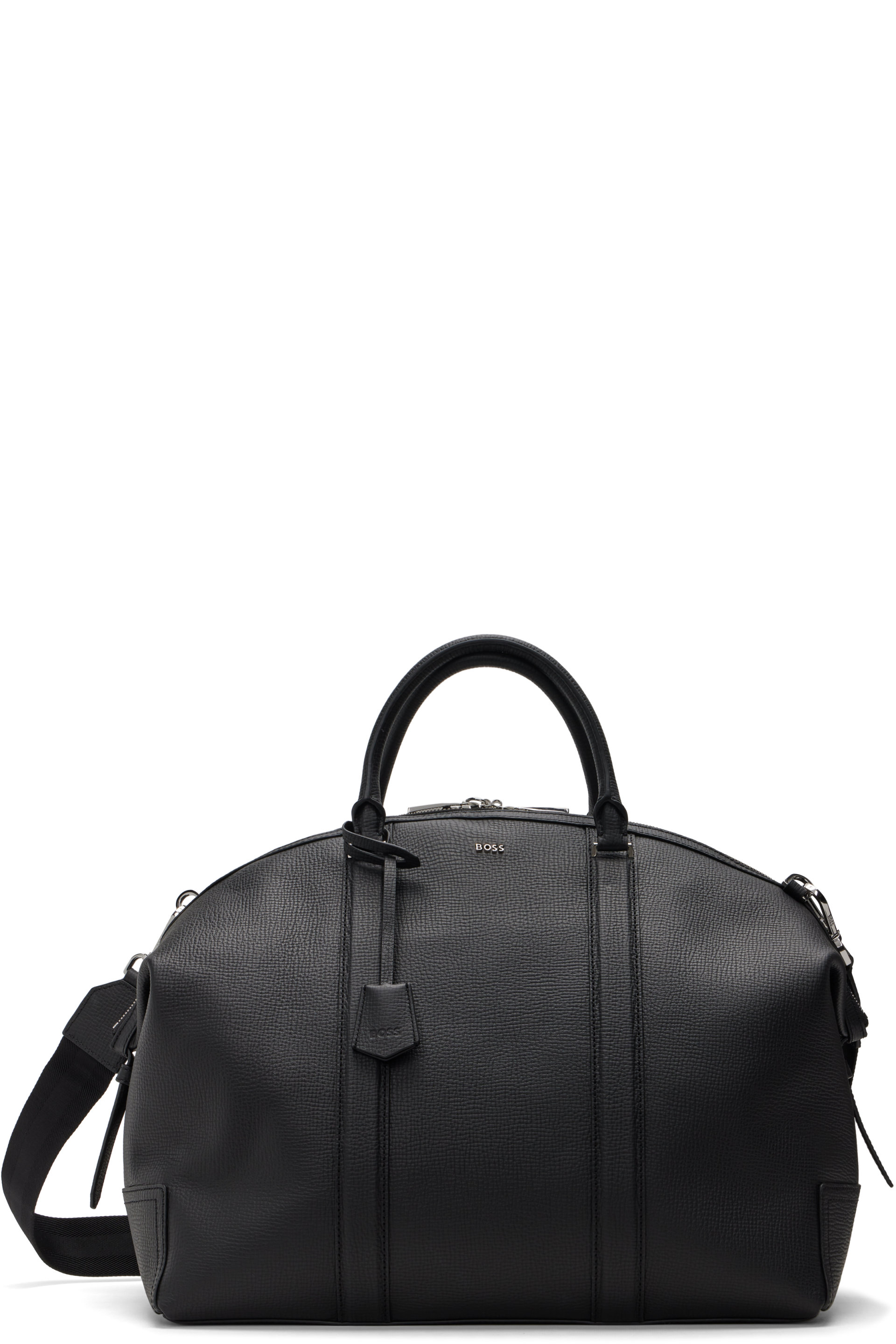 BOSS - Black Detachable Strap Leather Duffle Bag