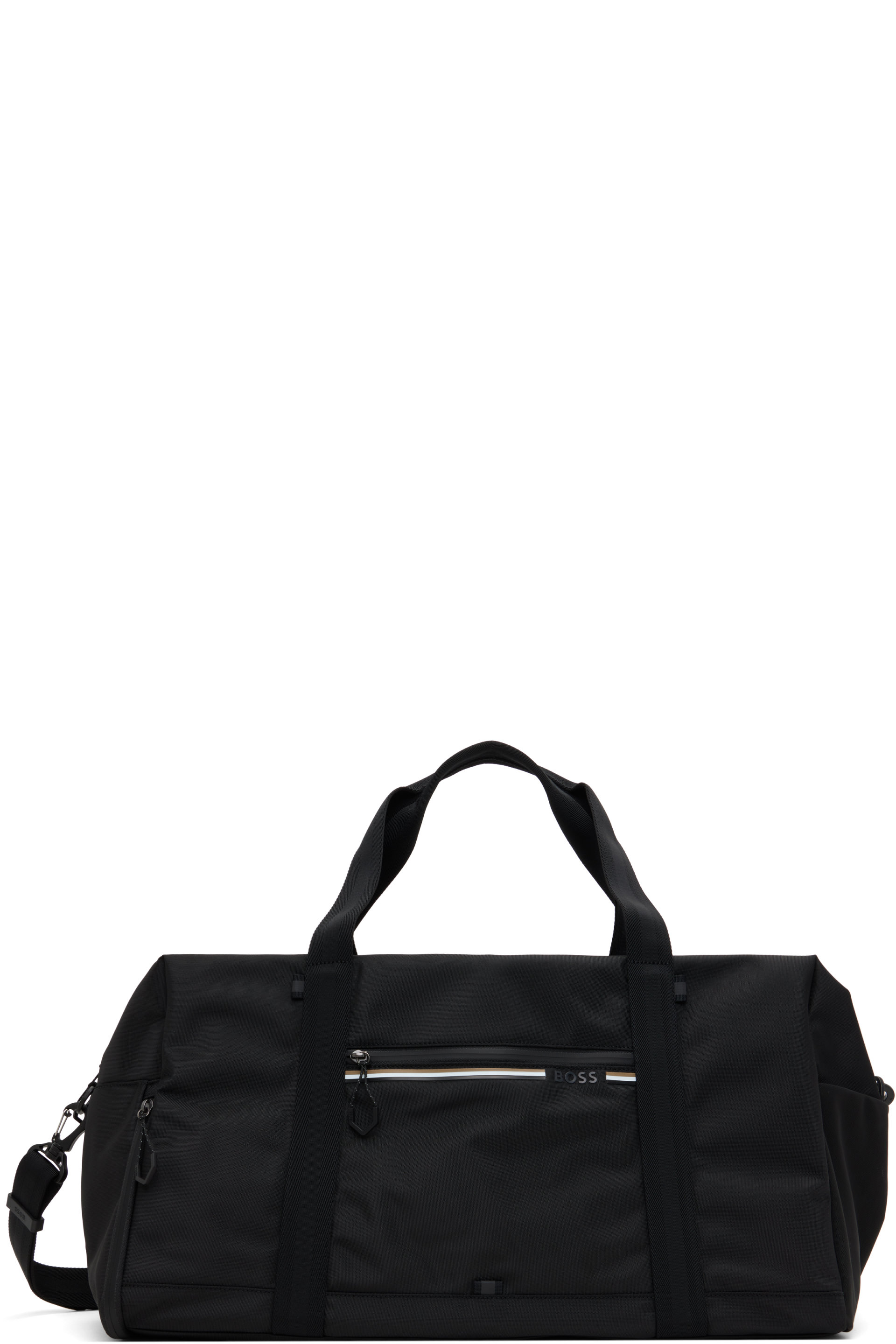 BOSS - Black Logo & Signature Stripe Duffle Bag