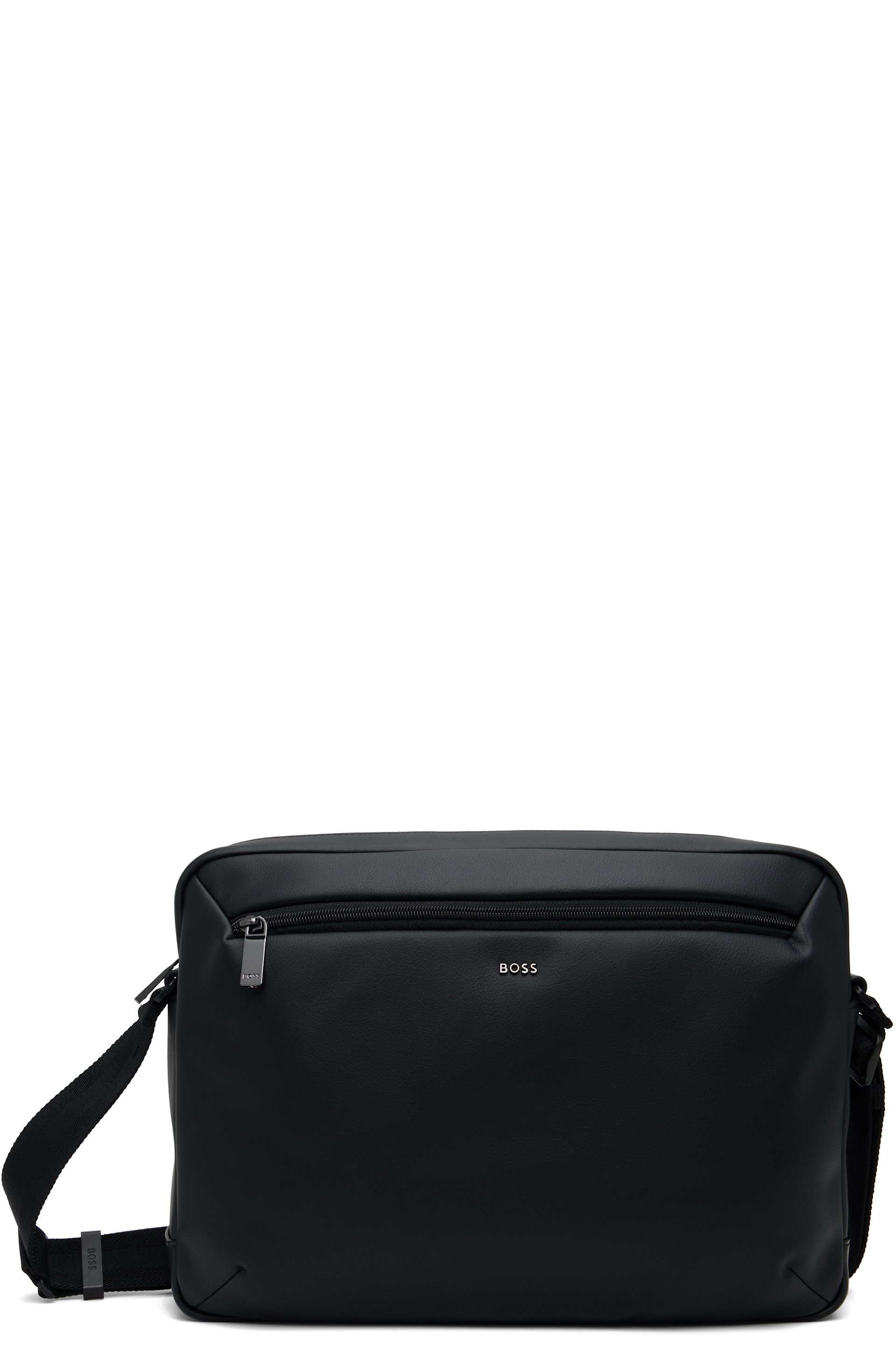 BOSS - Black Grained Faux-Leather Bag