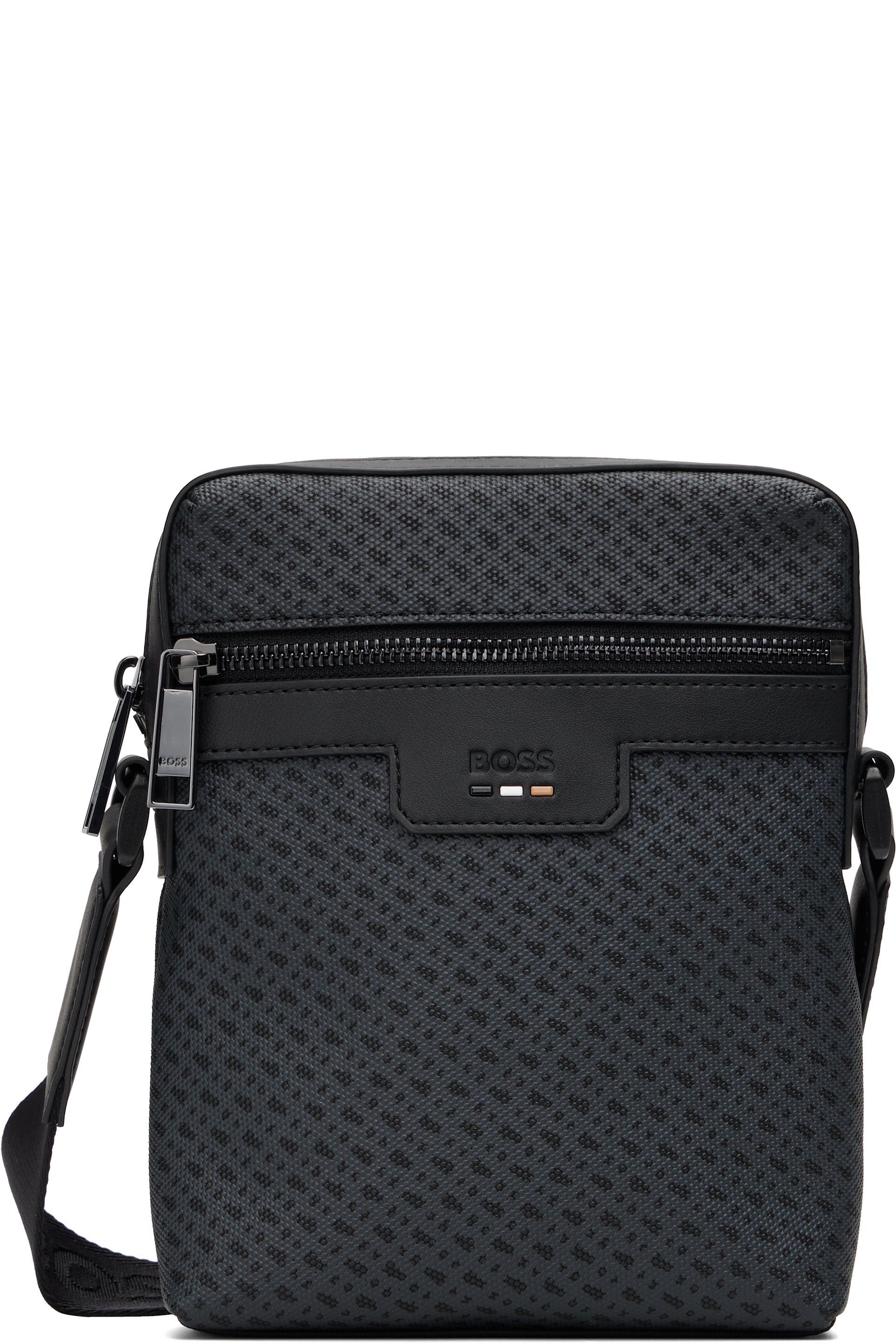 BOSS - Black Coated Canvas Messenger Bag