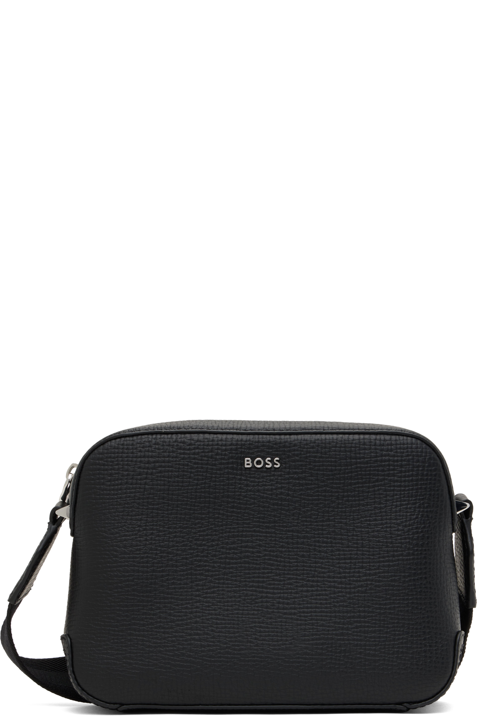 Boss - Sac à bandoulière noir en cuir grainé à logo