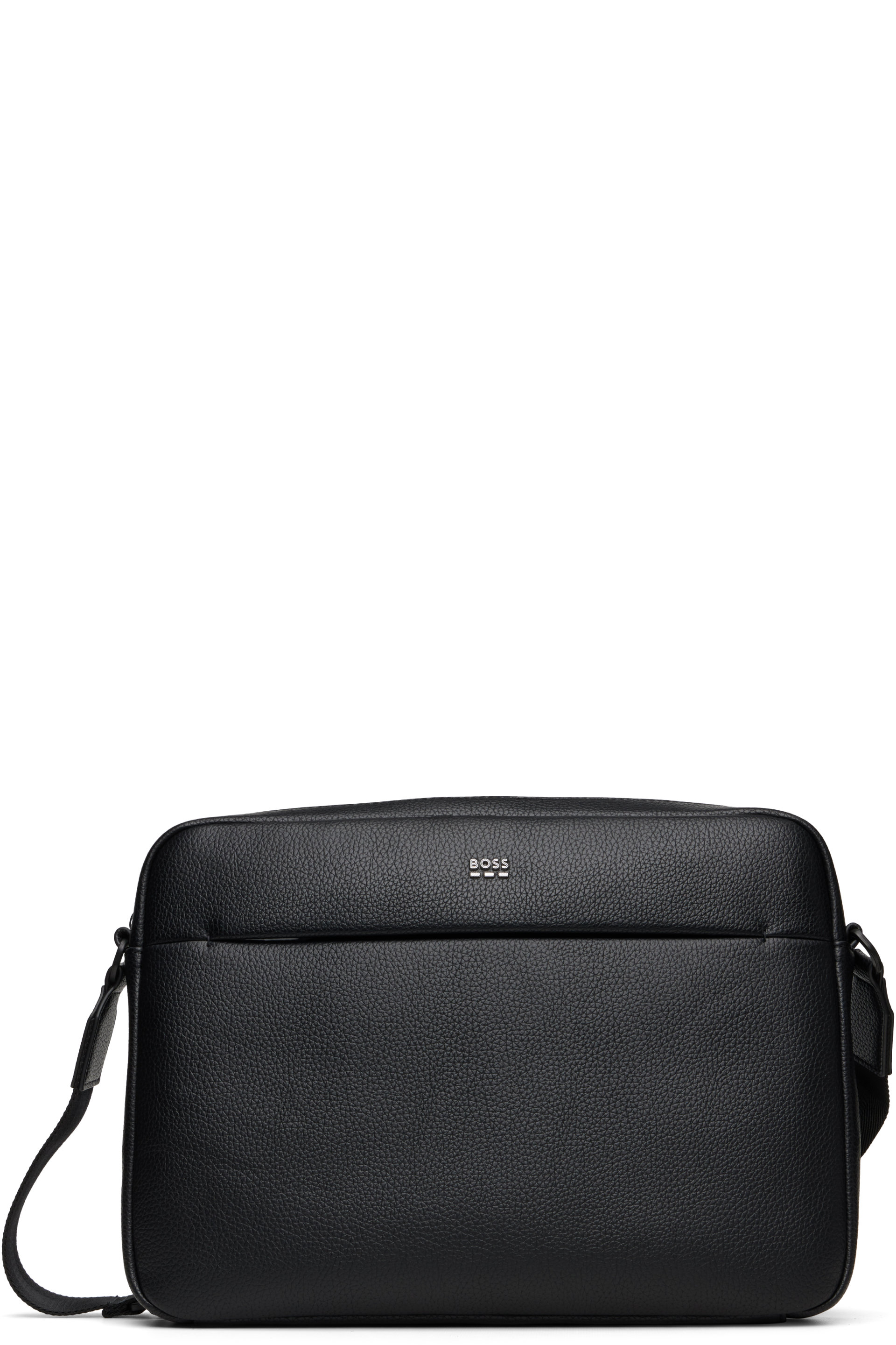 BOSS - Black Faux-Leather Messenger Bag