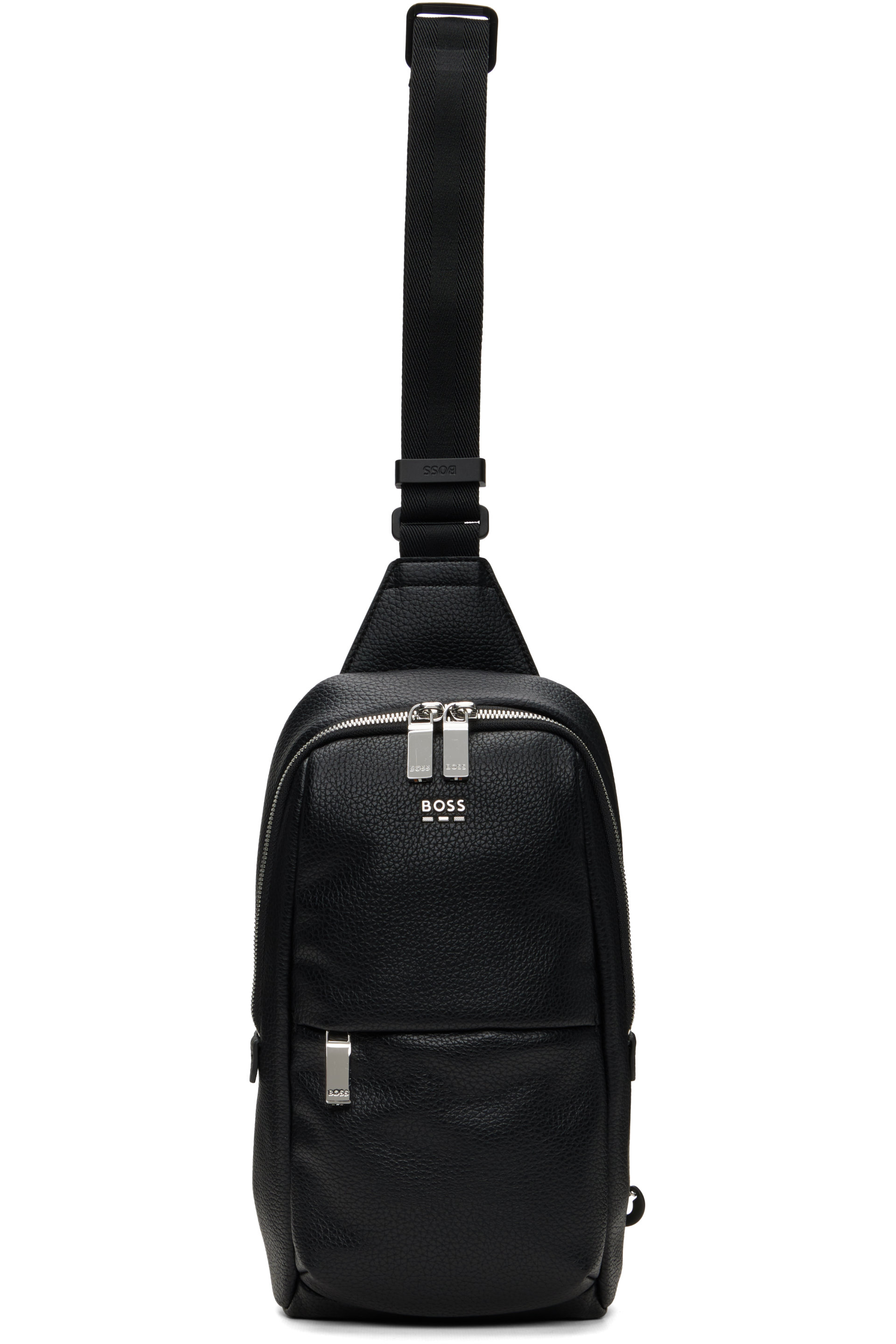 BOSS - Black Faux-Leather Messenger Bag