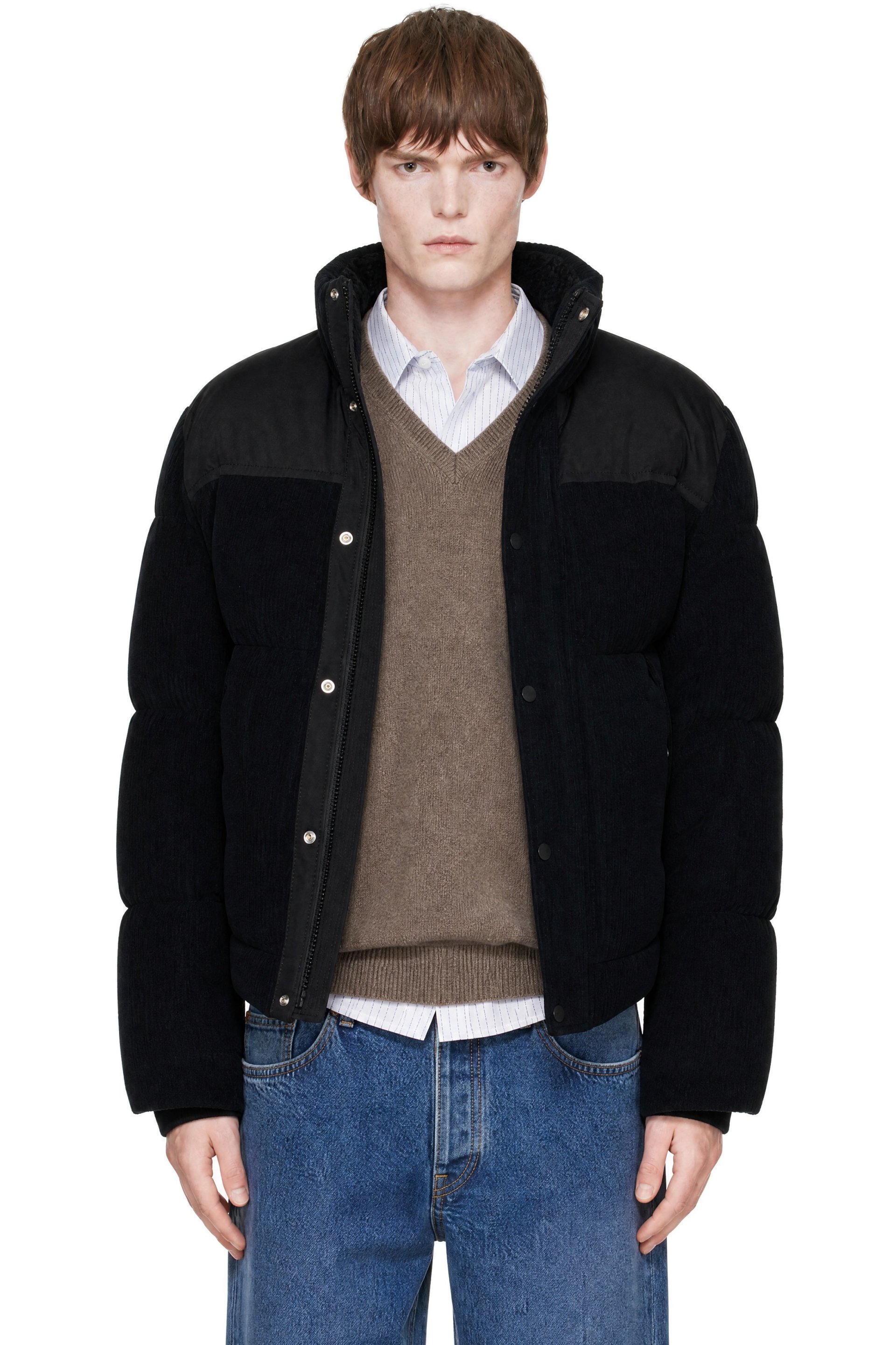 BOSS - Black Corduroy Puffer Jacket