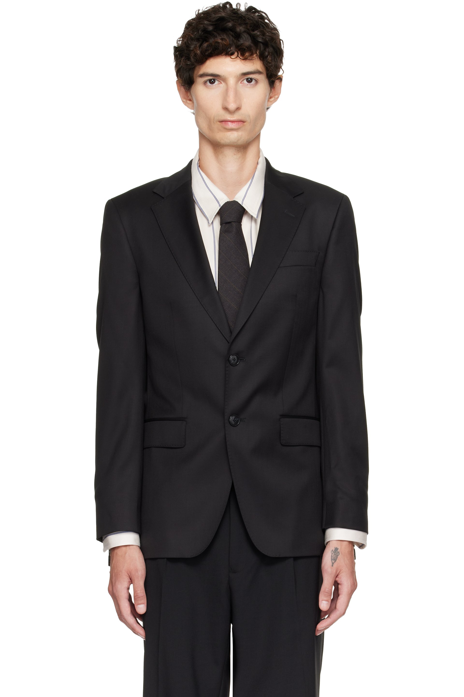 BOSS - Black Slim-Fit Virgin Wool Serge Blazer