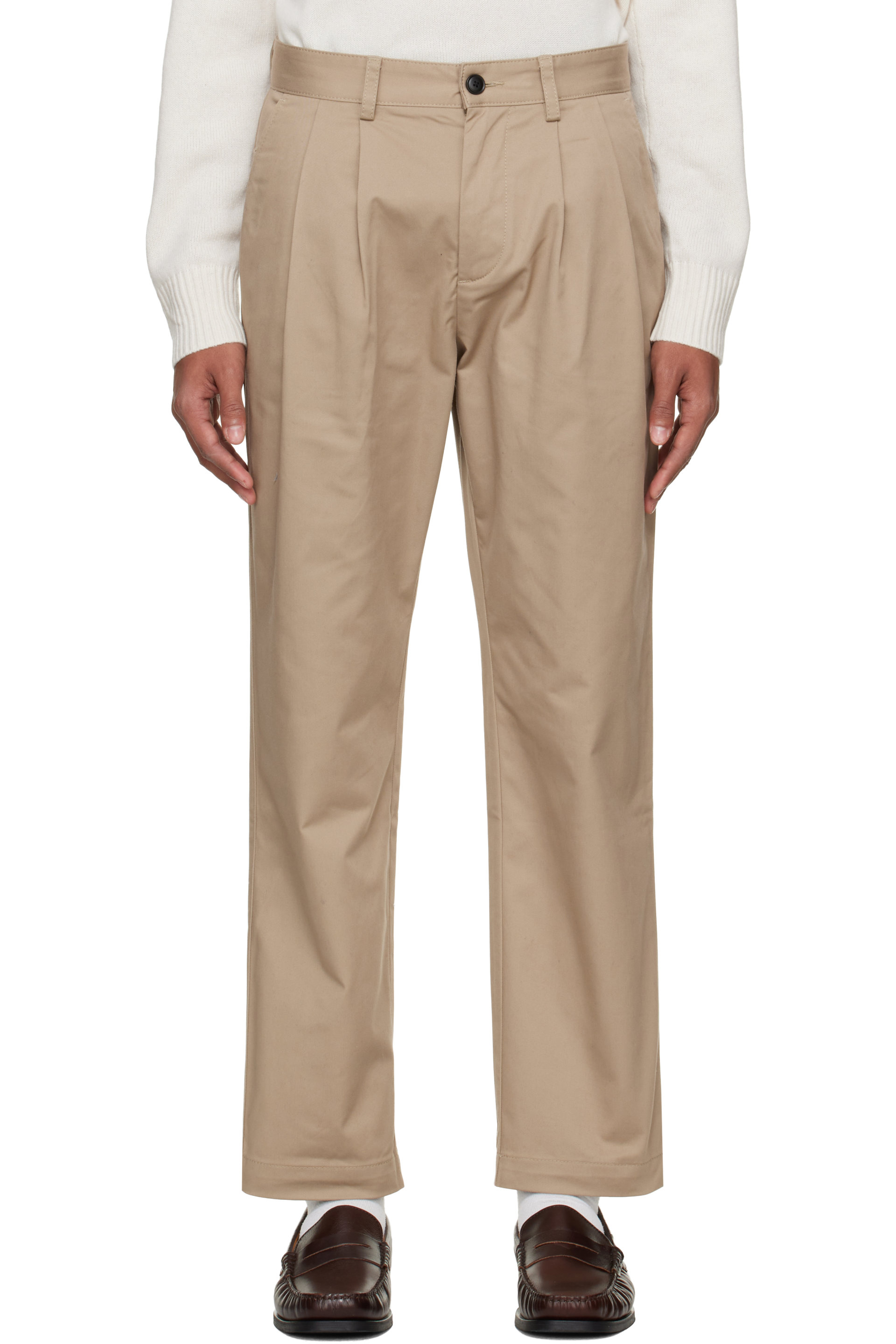 BOSS - Beige Straight Fit Trousers