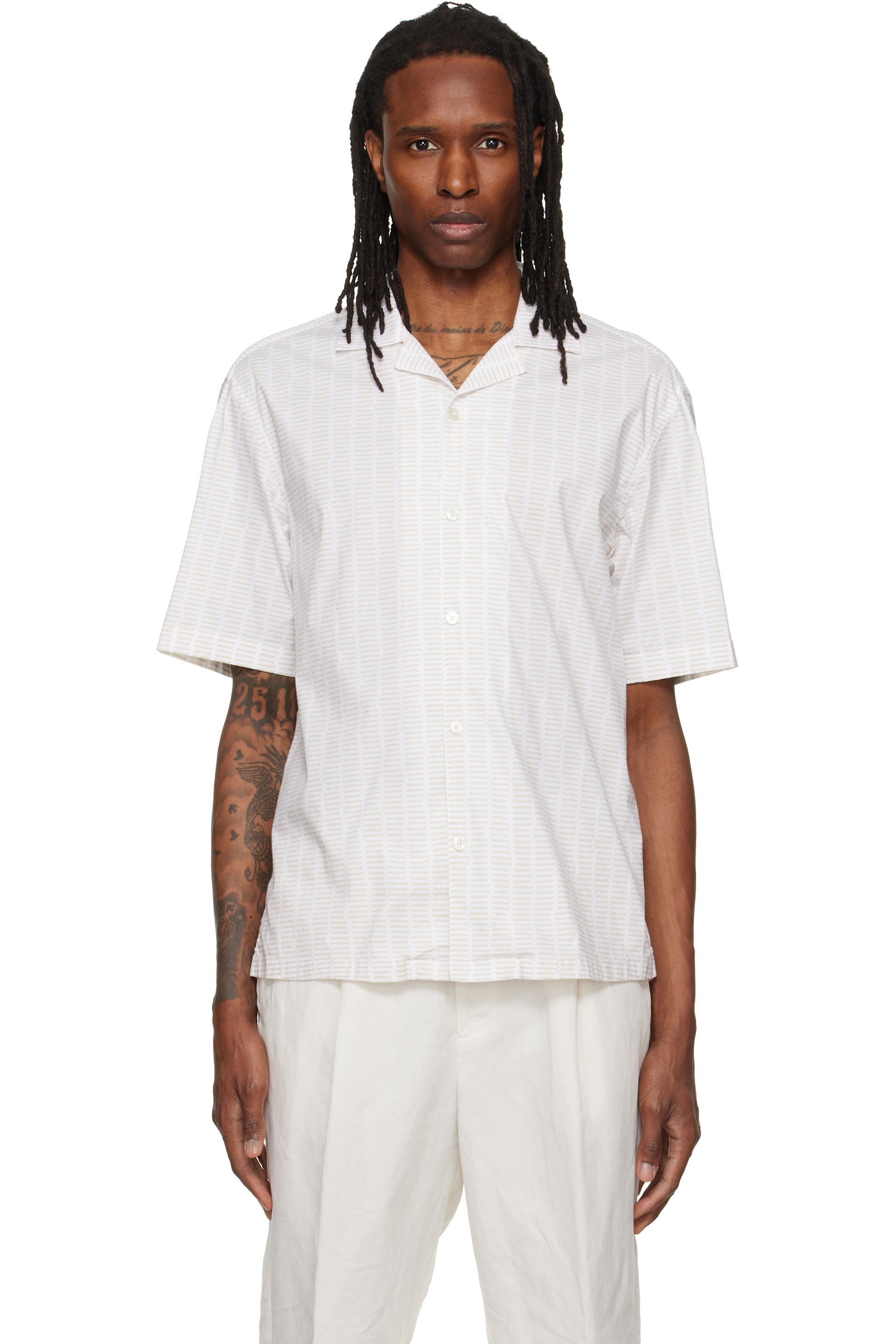 BOSS - White & Beige Striped Shirt