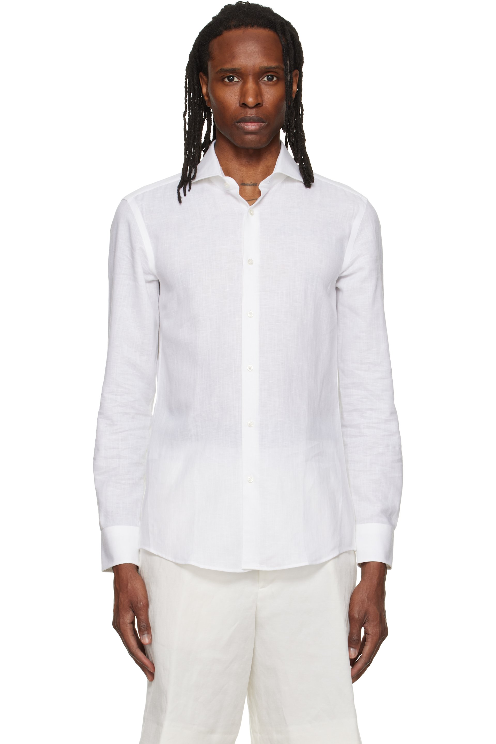 BOSS - White Linen & Cotton Shirt
