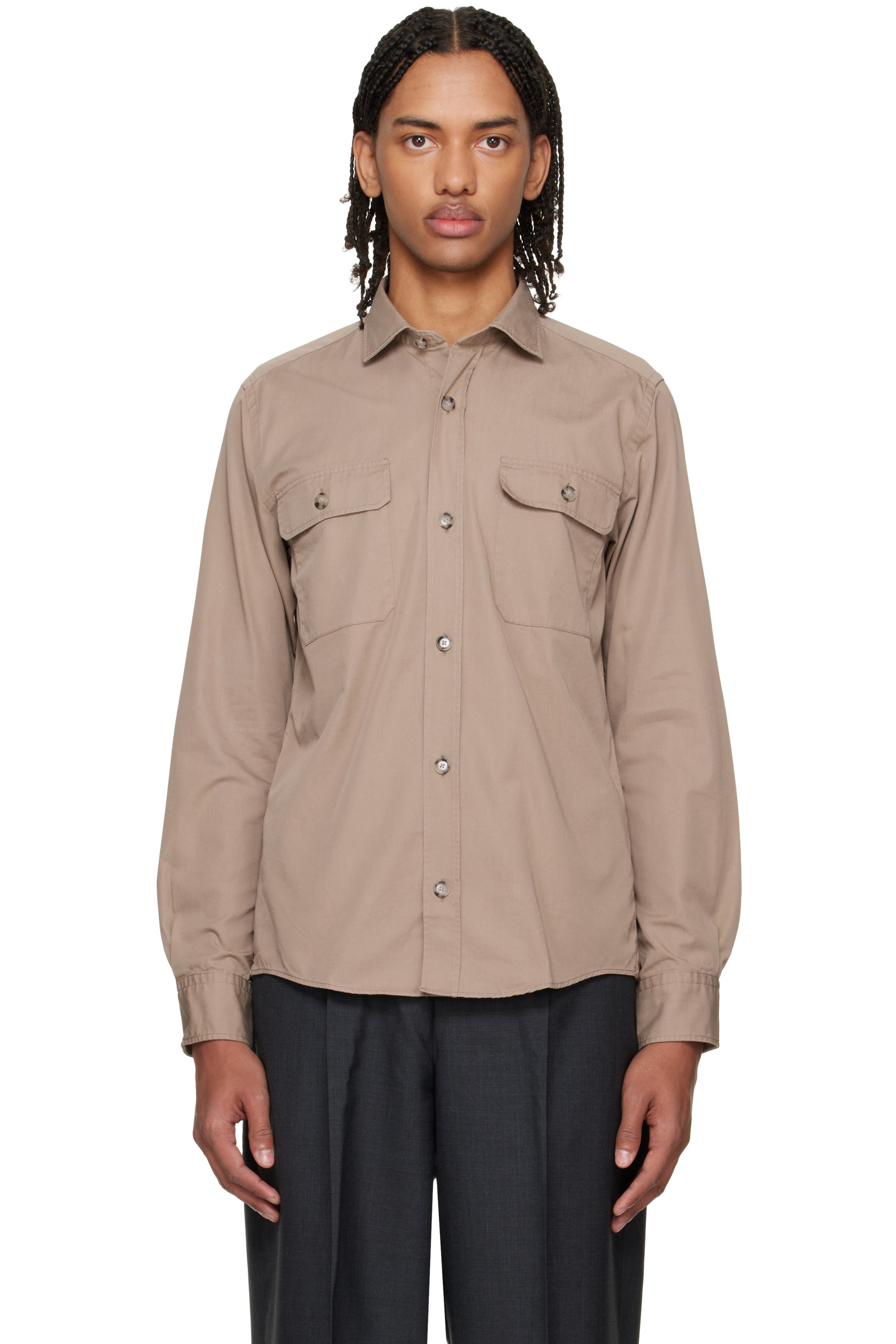 BOSS - Beige Cotton Shirt