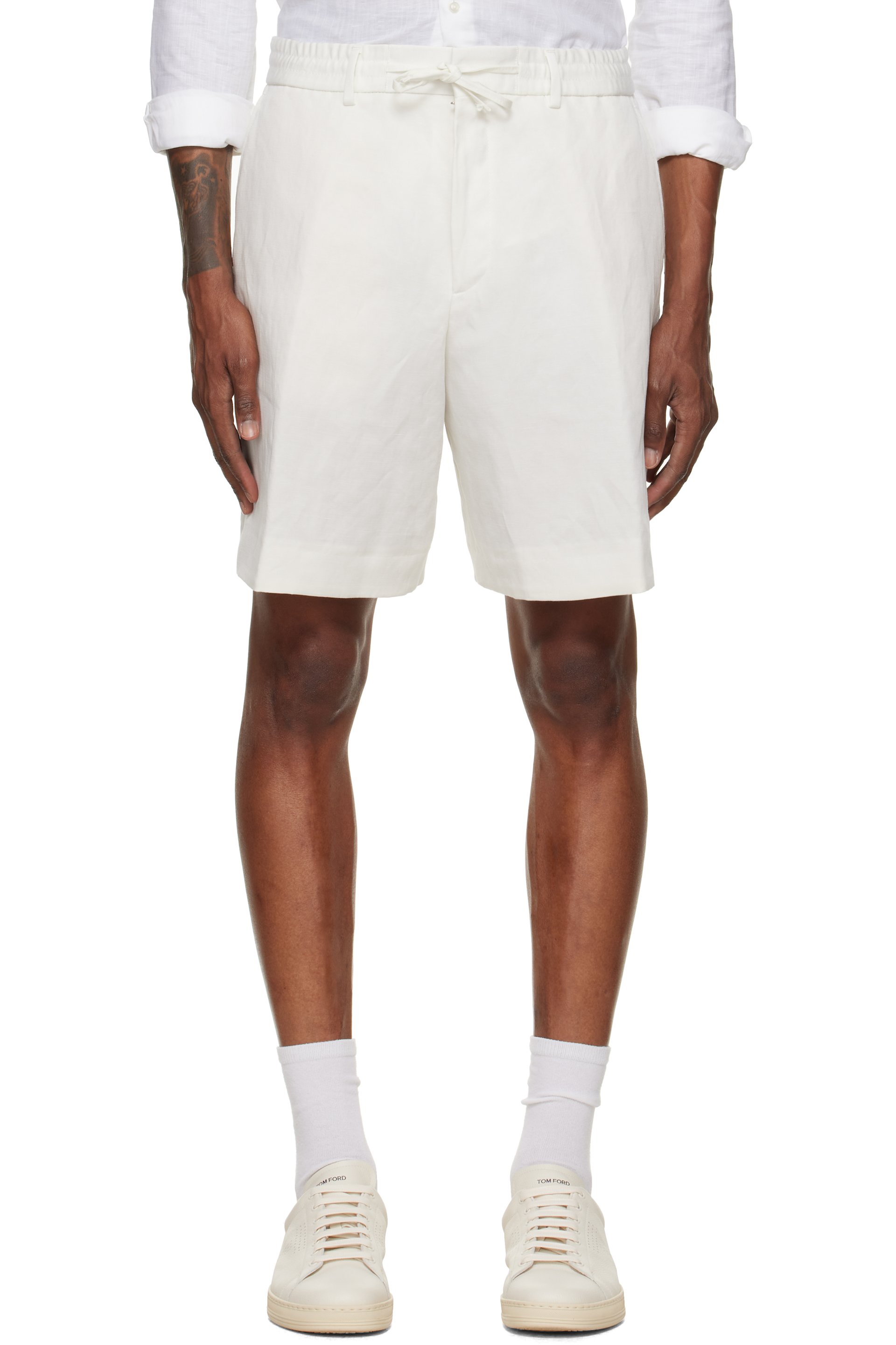 BOSS - Off-White Drawstring Shorts