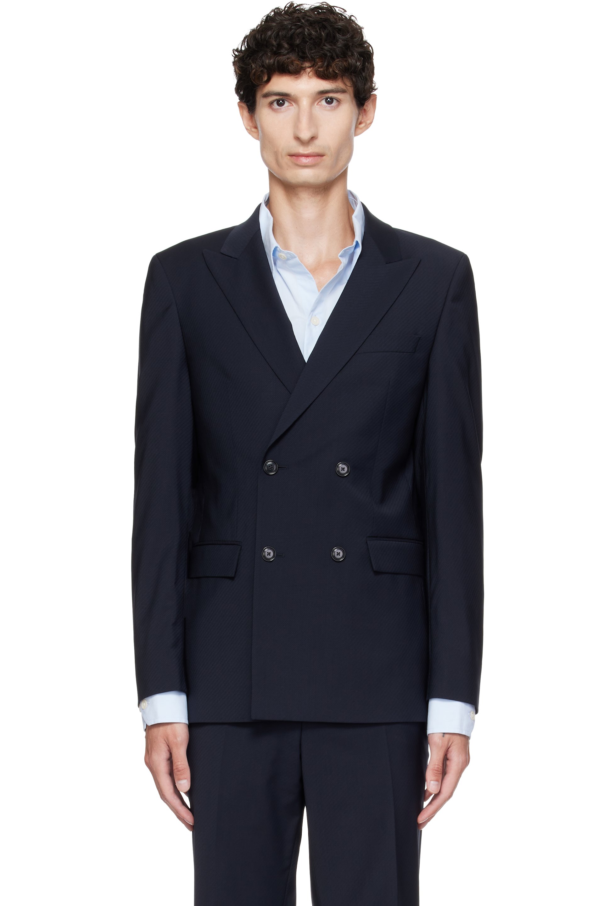 BOSS - Navy Double-Breasted Blazer