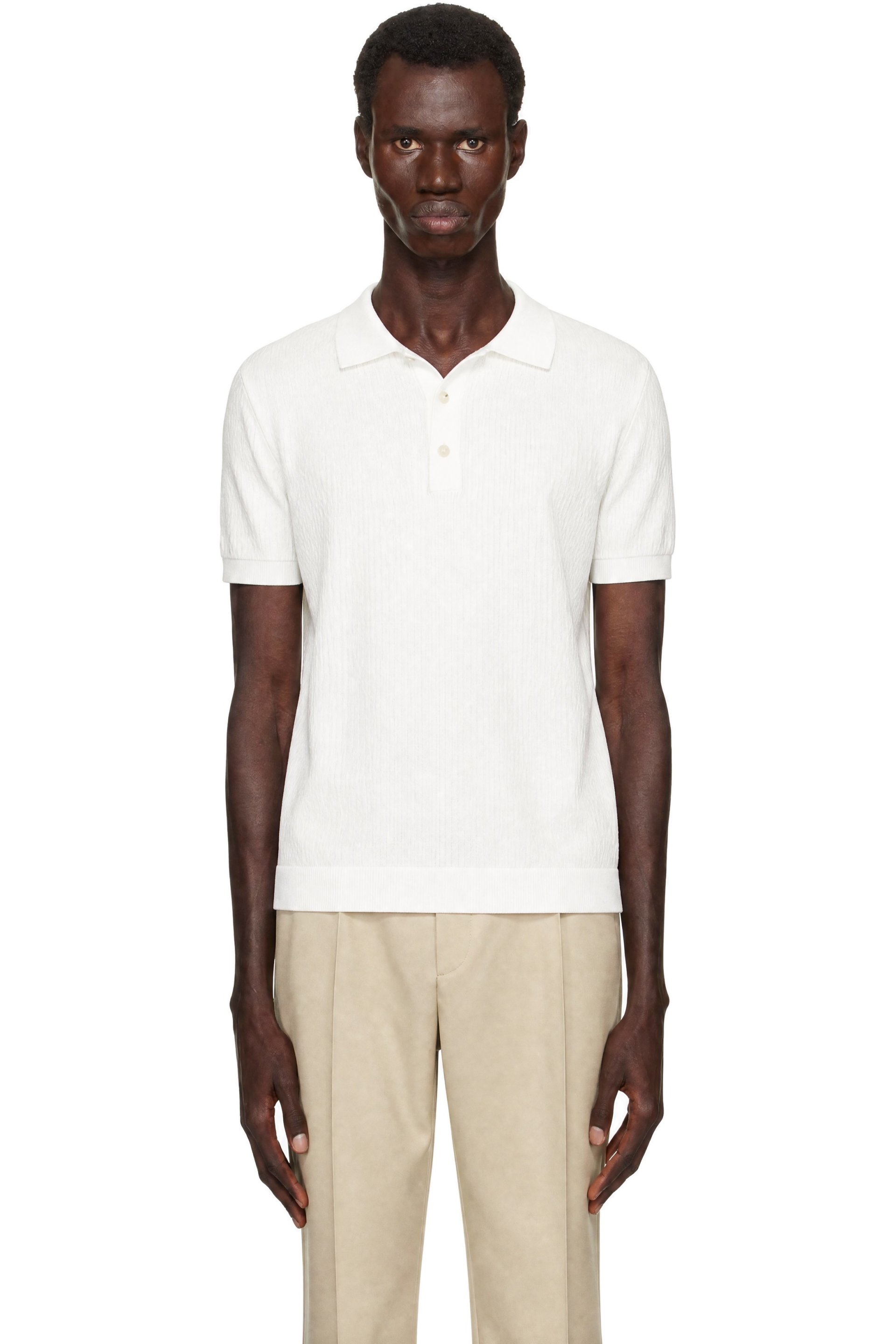 Boss - Polo blanc à patte de boutonnage