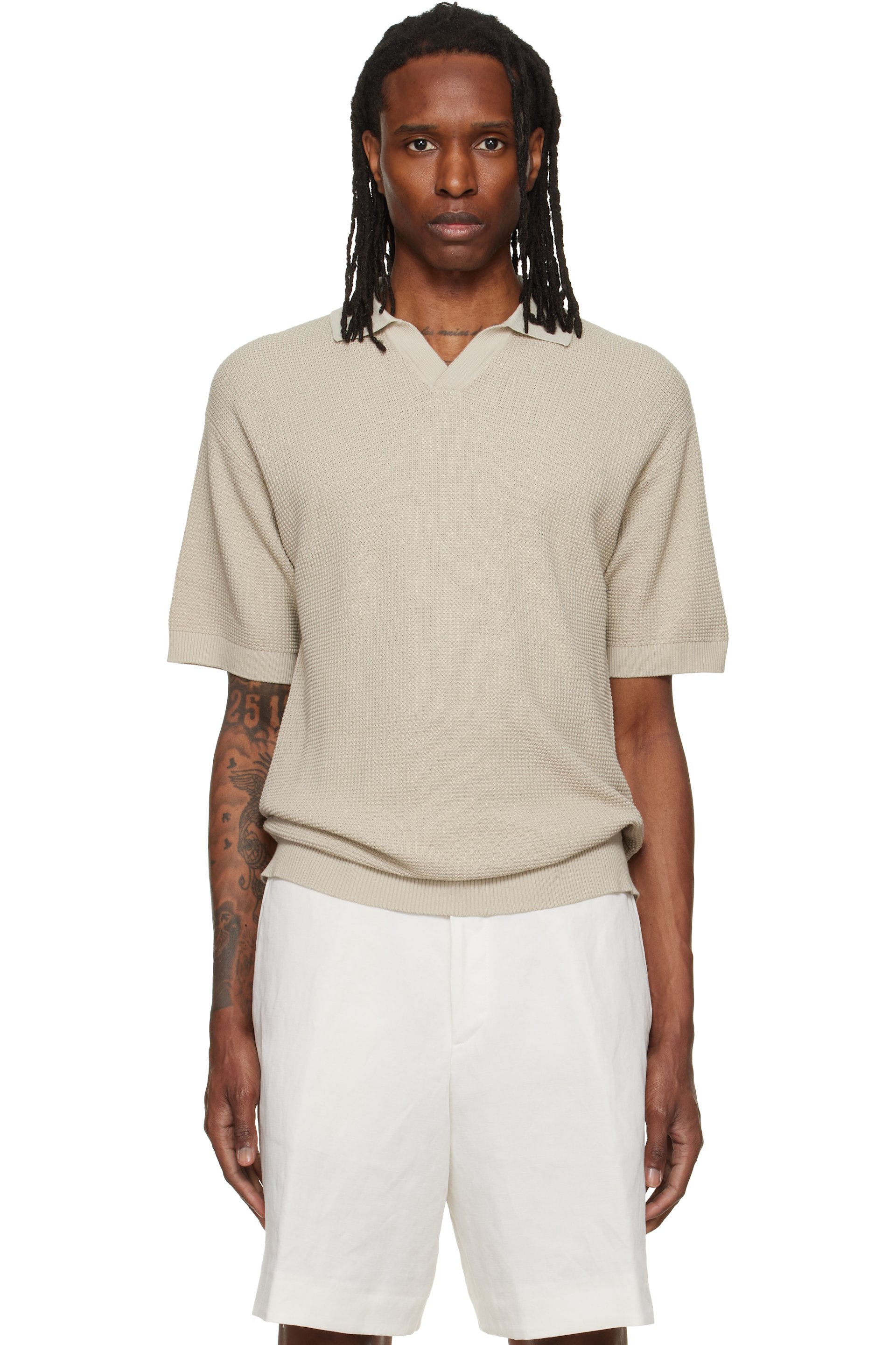BOSS - Beige Logo Patch Polo