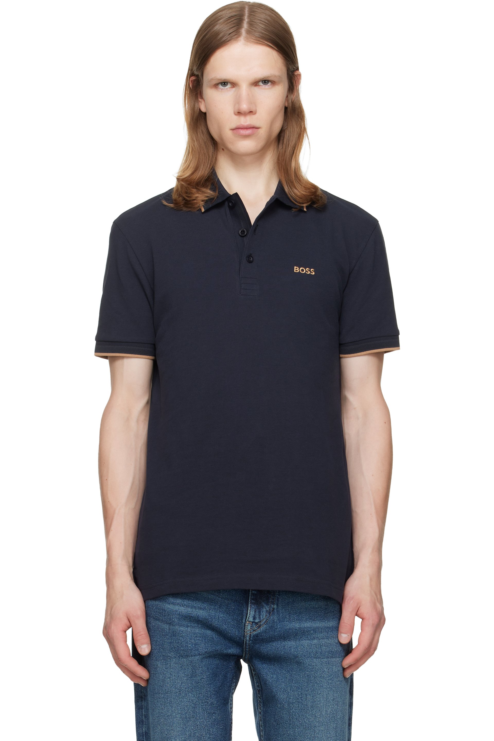 BOSS - Navy Paddy Cotton Piqué Polo