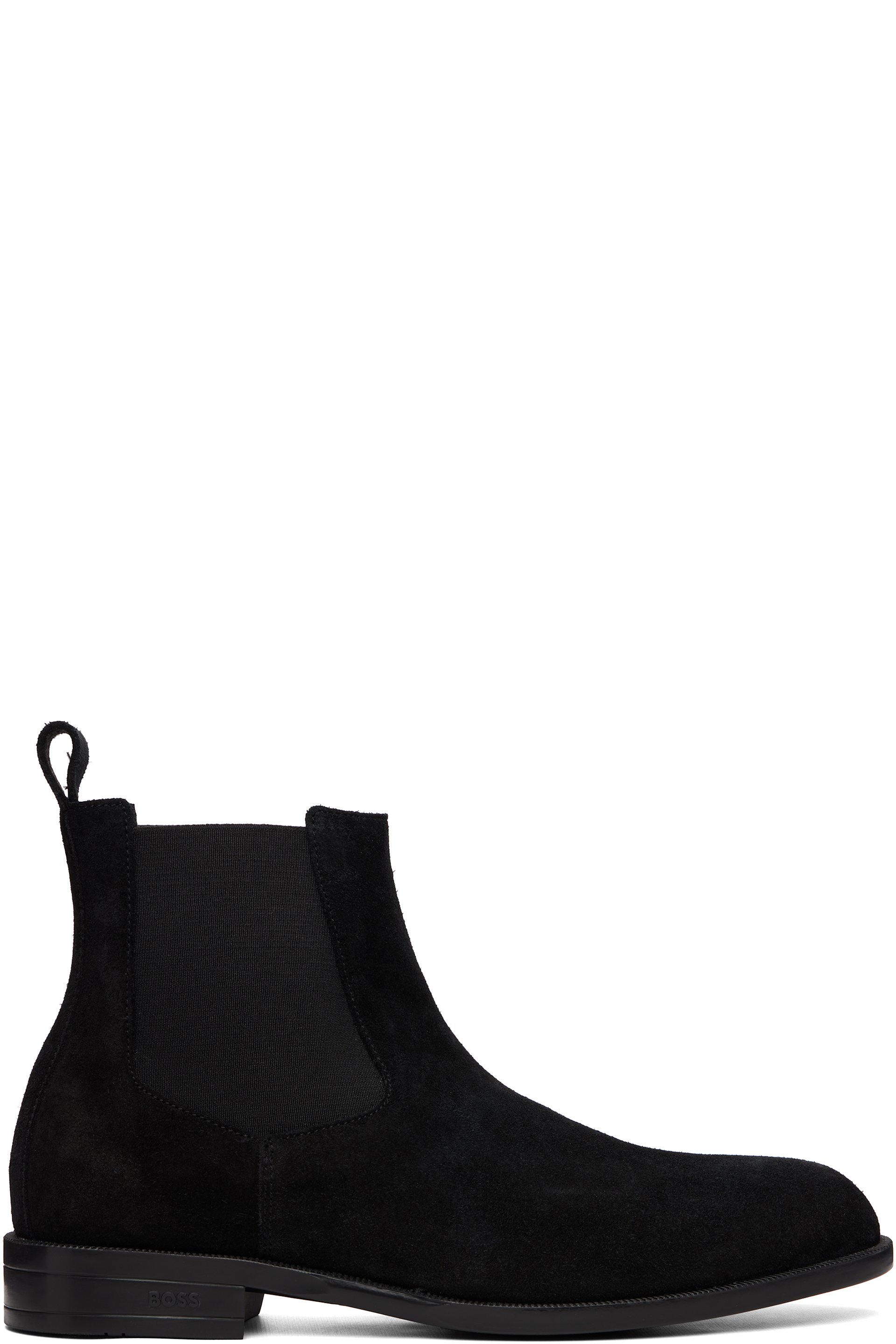Boss - Bottes chelsea noires en suède à panneaux élastiques