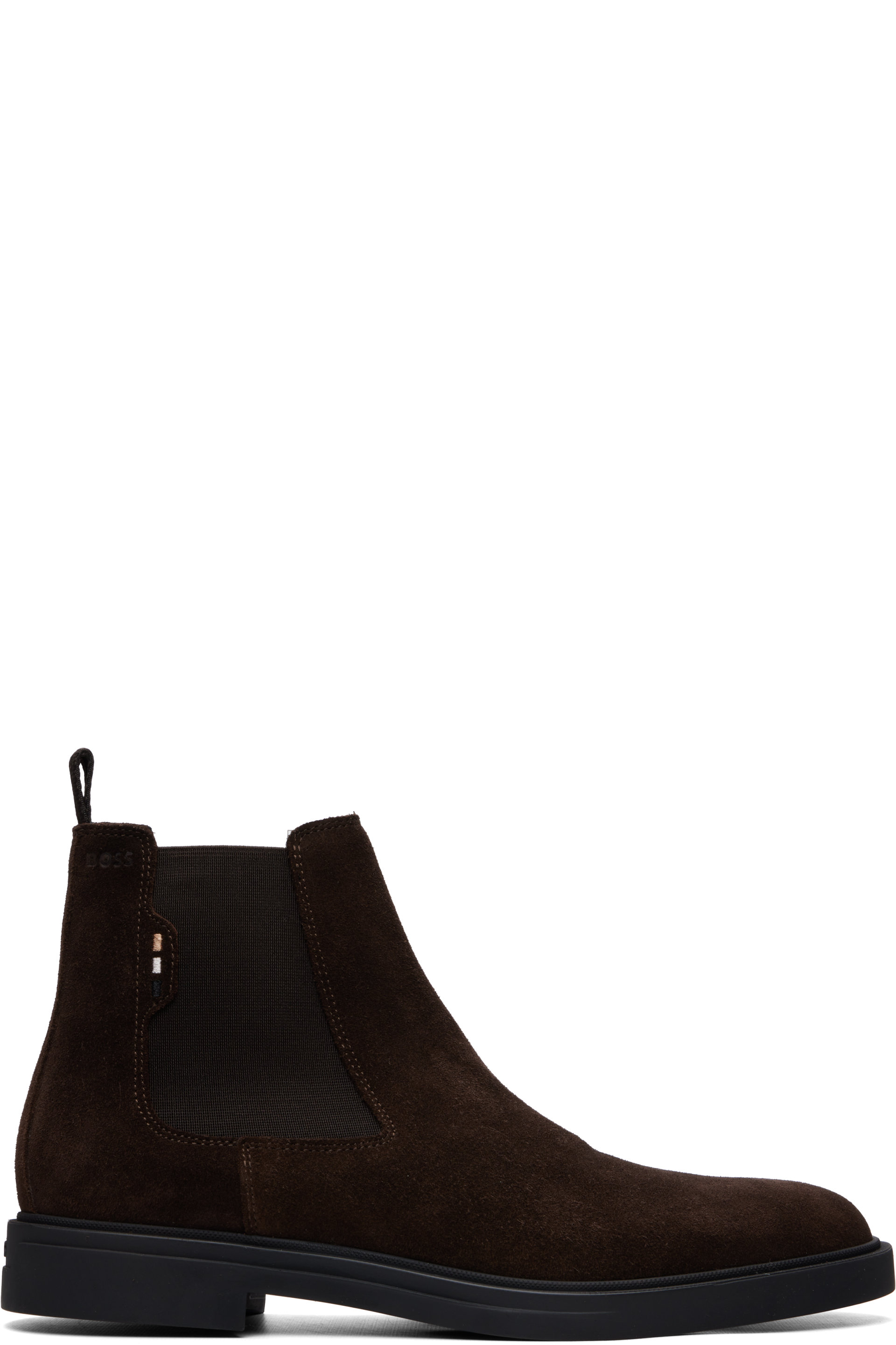 BOSS - Brown Suede Signature Stitching Chelsea Boots