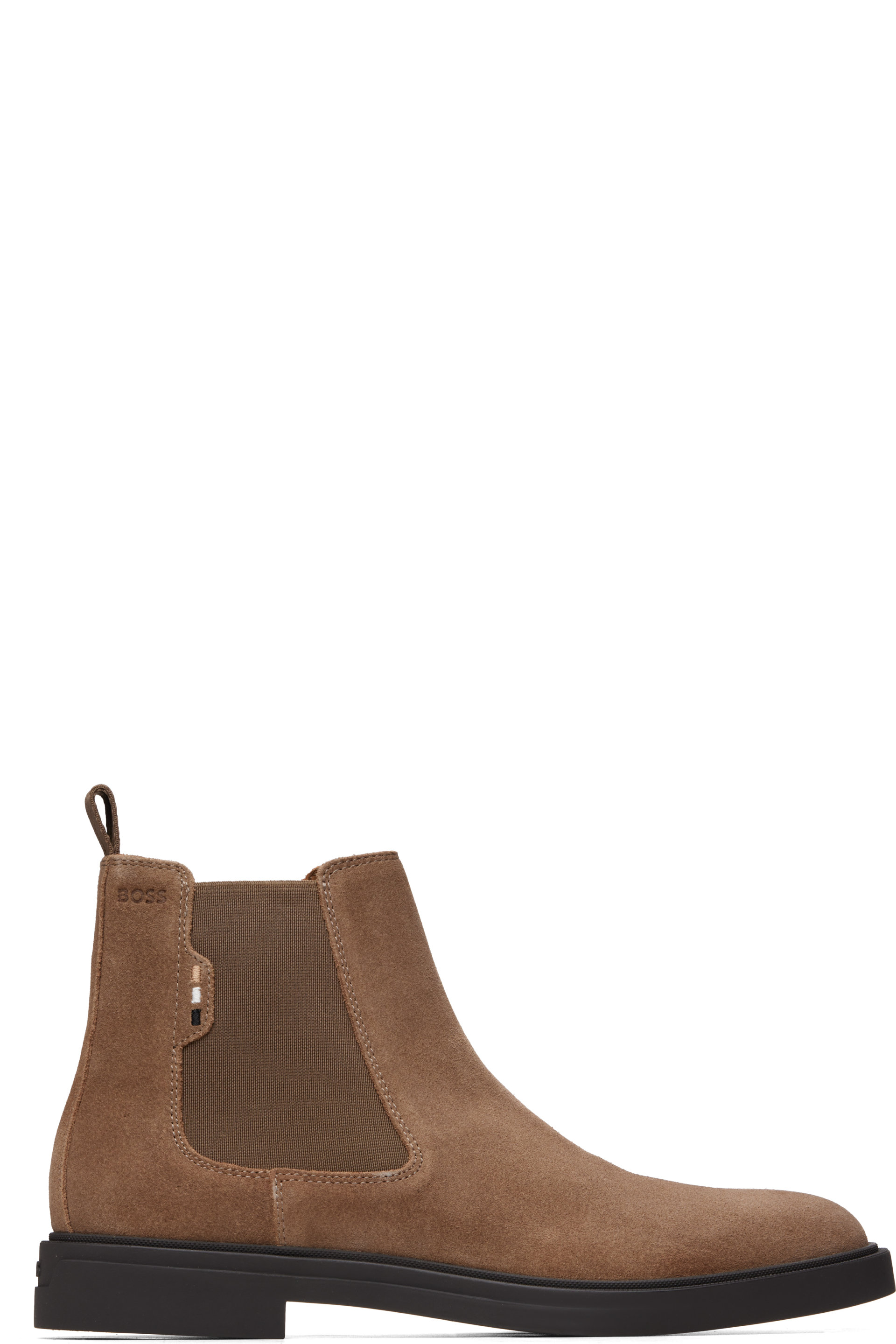 BOSS - Beige Signature Stitch Suede Chelsea Boots