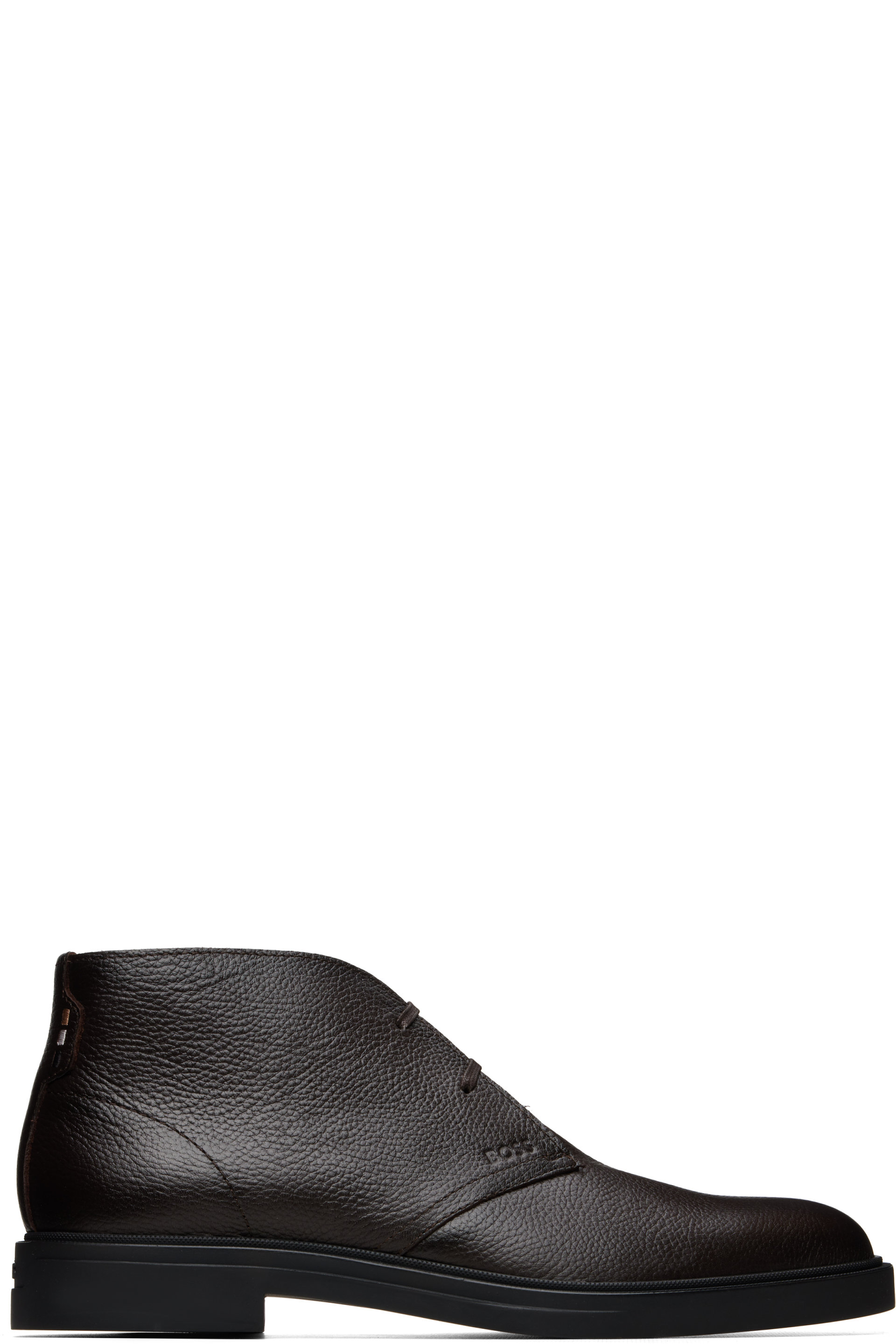 BOSS - Brown Wool-Lined Grained Leather Desert Boots