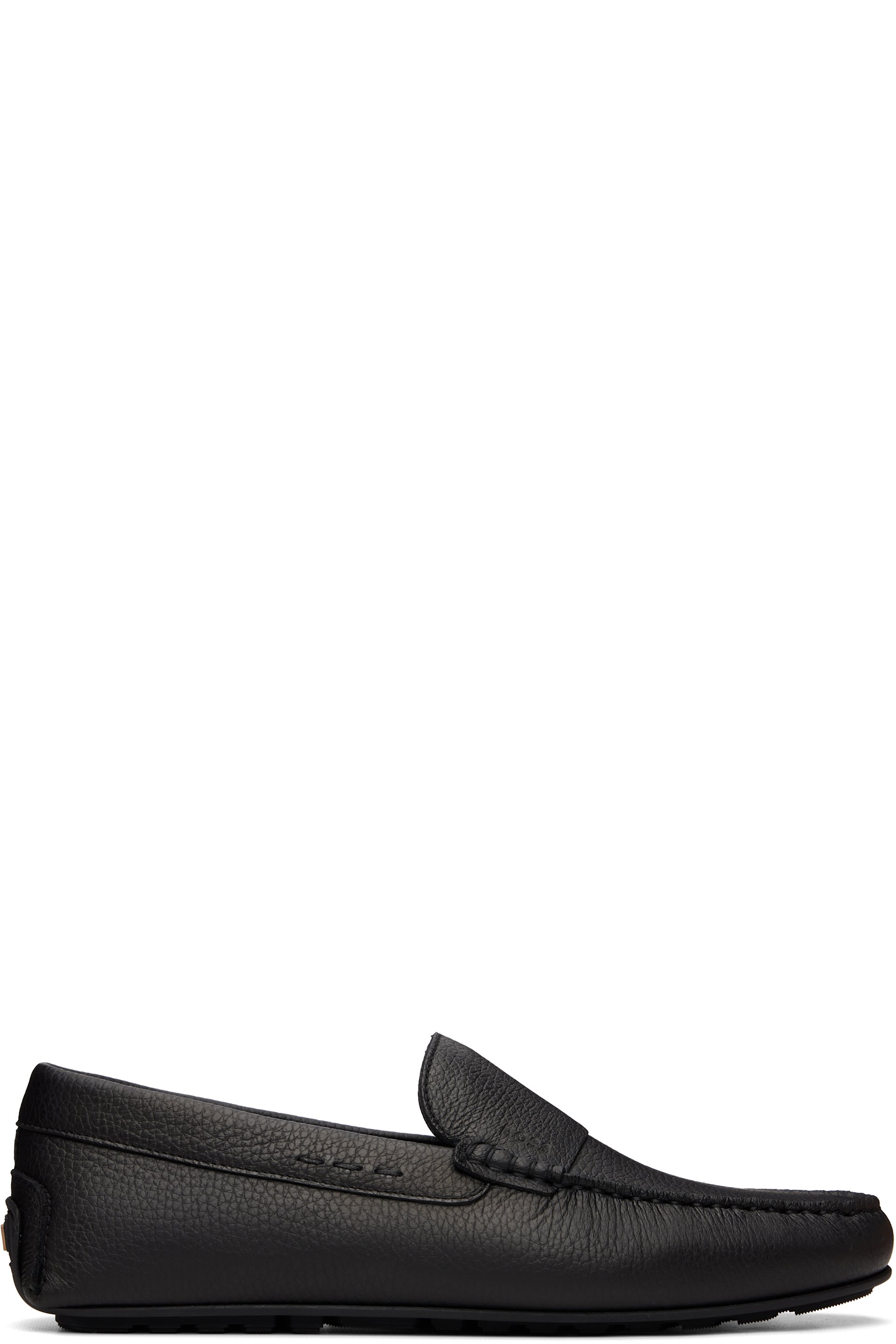 BOSS - Black Tumbled-Leather Driver Loafers
